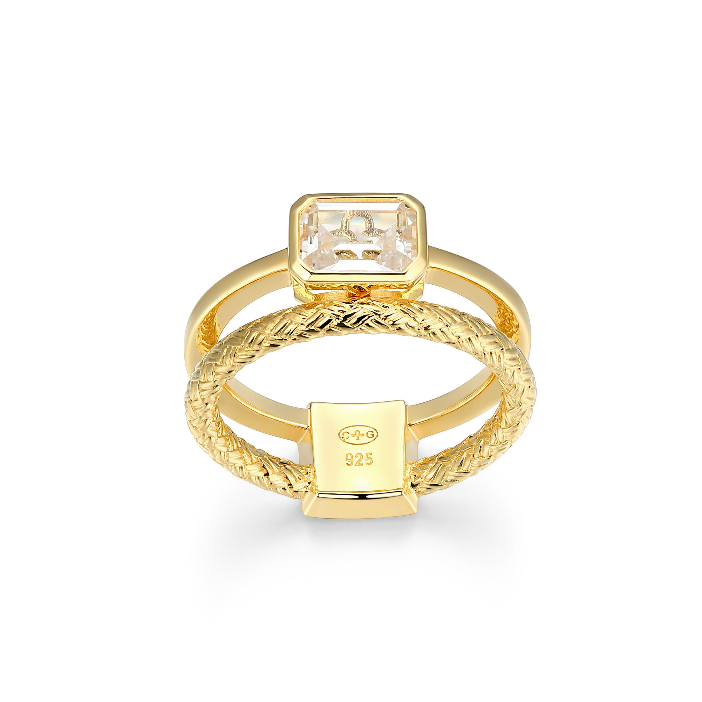 CR0207 - Dual-Band Created White Sapphire Original Mesh Ring - Size 6