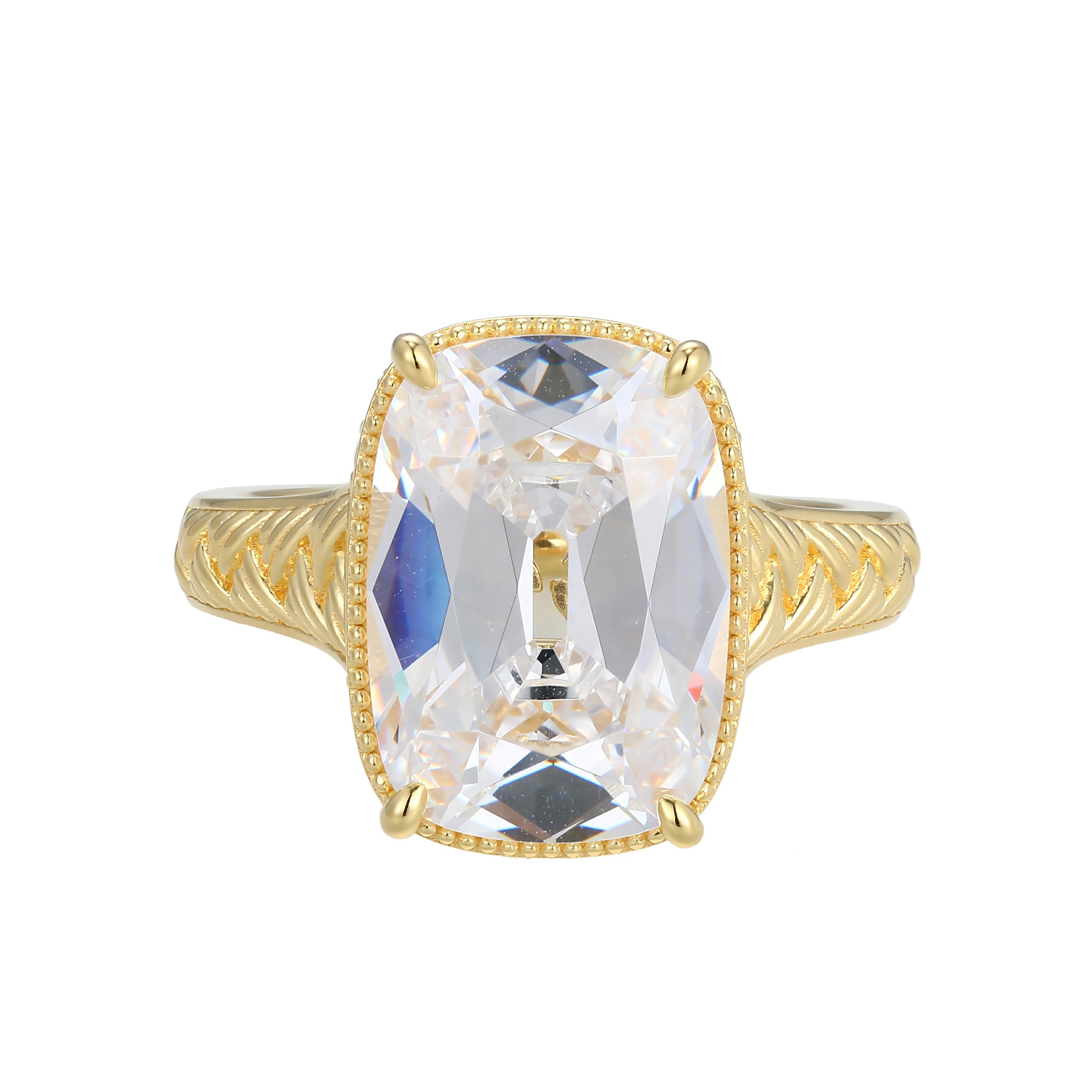 CR0199 - Elongated Old Mine Cushion-Cut Ring - Size 7