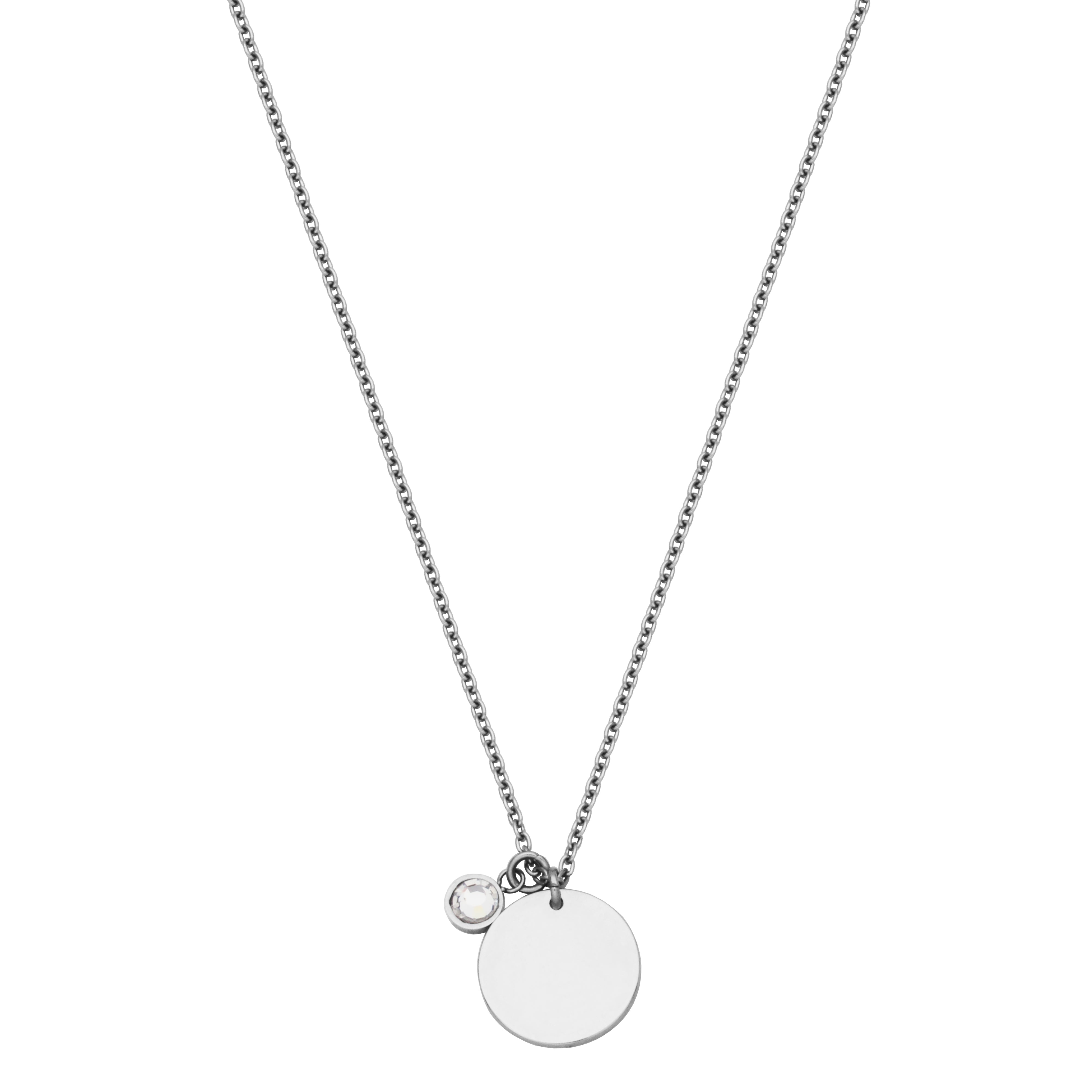 Steelx 4Mm Glass Disk Charm Neck 18+2"