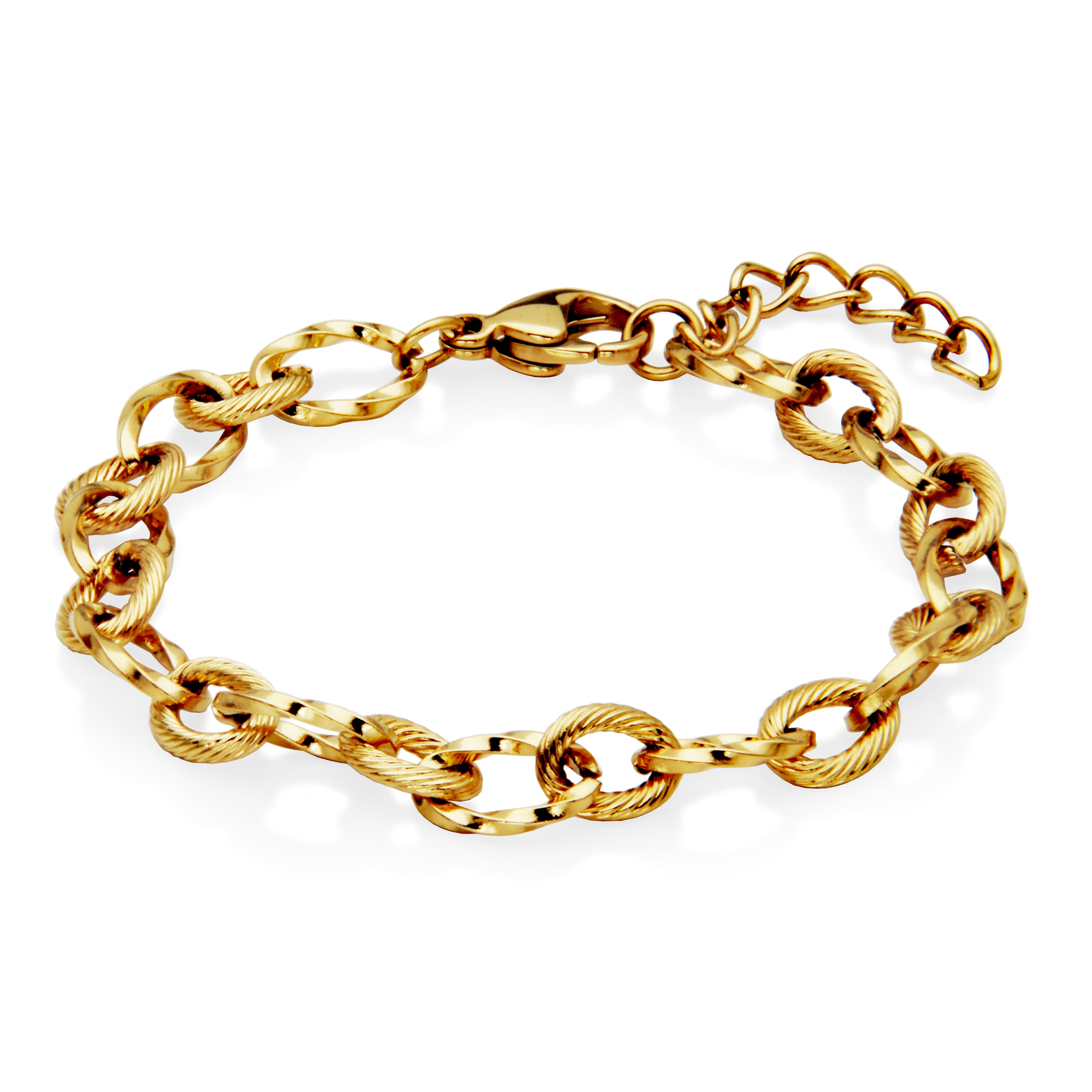 Steelx  Ipgd 7/6.5Mm Mixed Oval Link Bracelet 6.75+1"