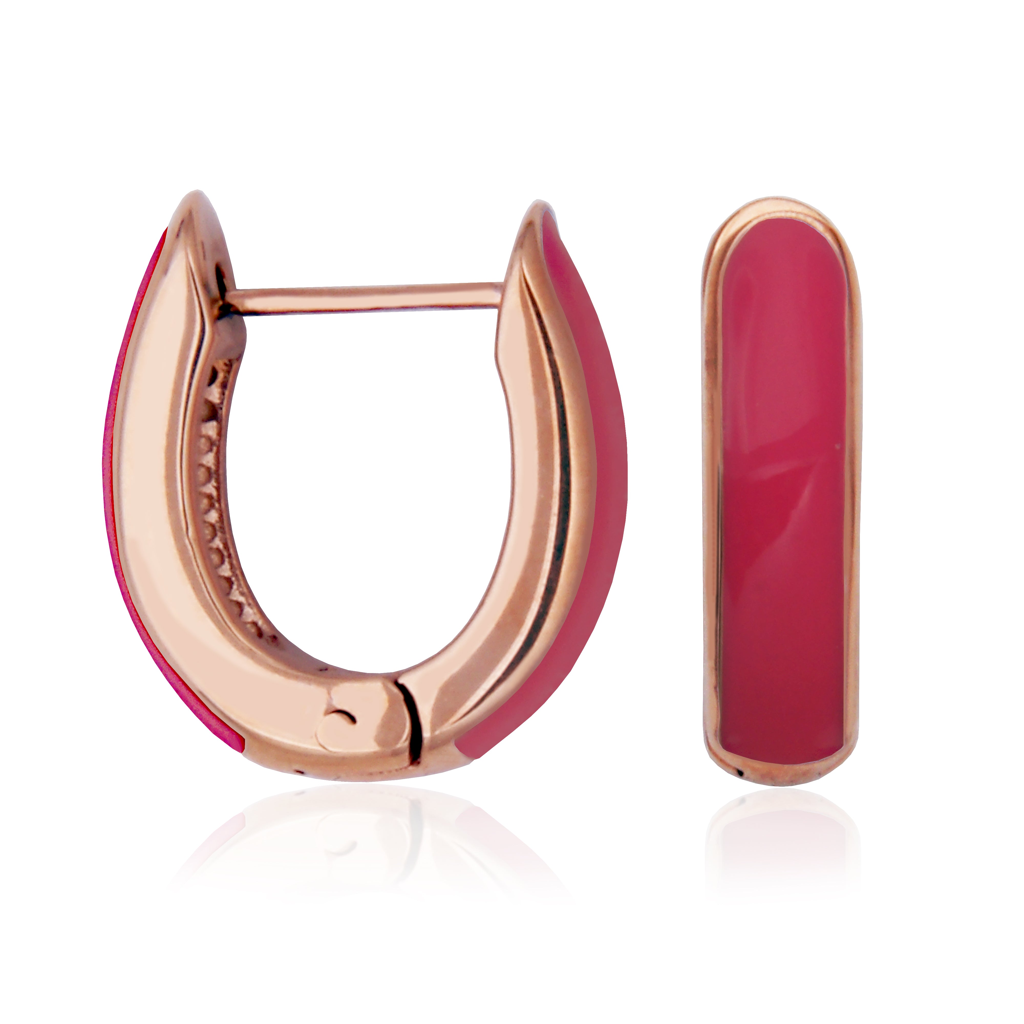 Steelx Ip Rose Hot Pink Enamel Huggie Hoop 16*18Mm