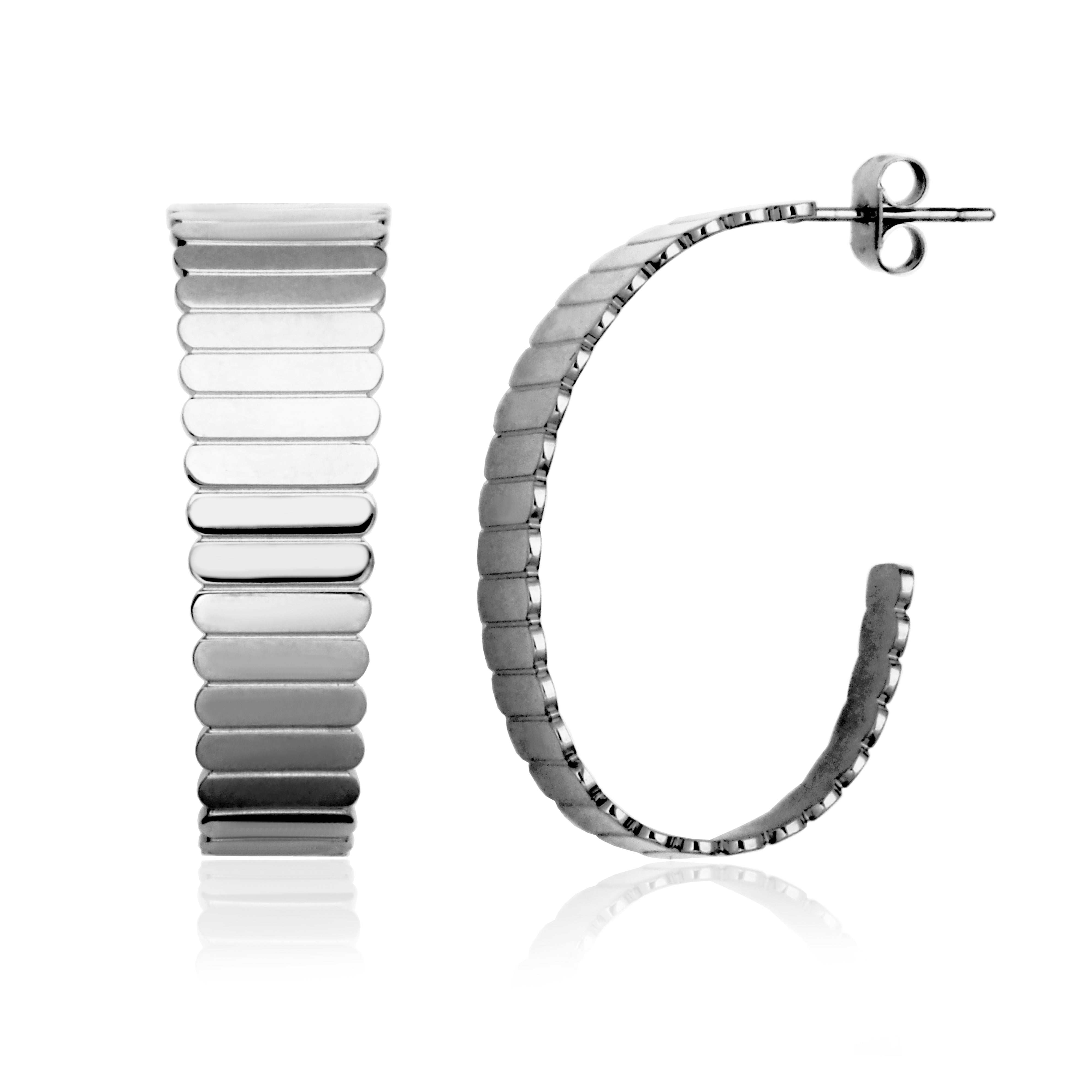 Steelx Textured Large Curl Open Hoop 23*35Mm