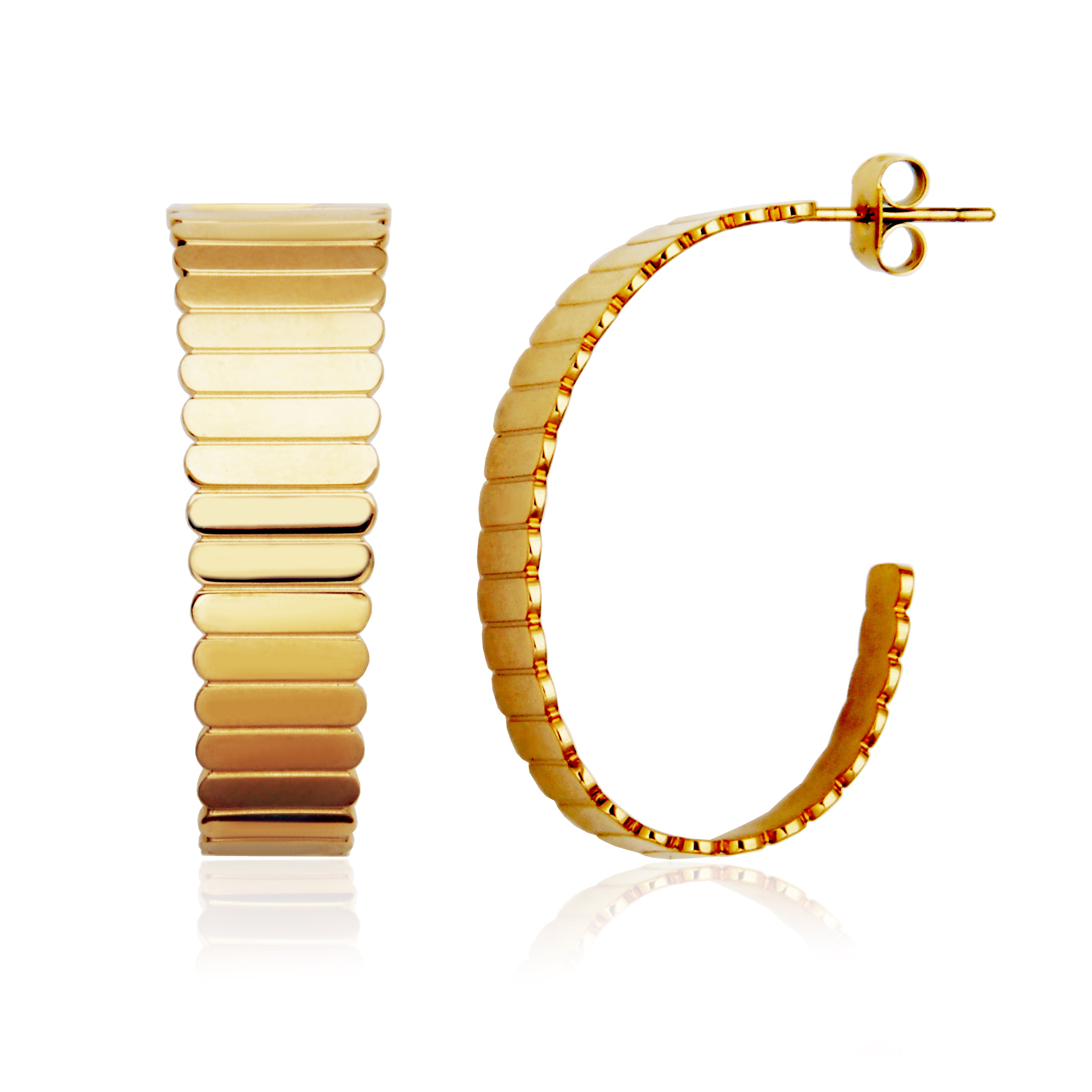 Steelx Ipgd Textured Large Curl Open Hoop 23*35Mm