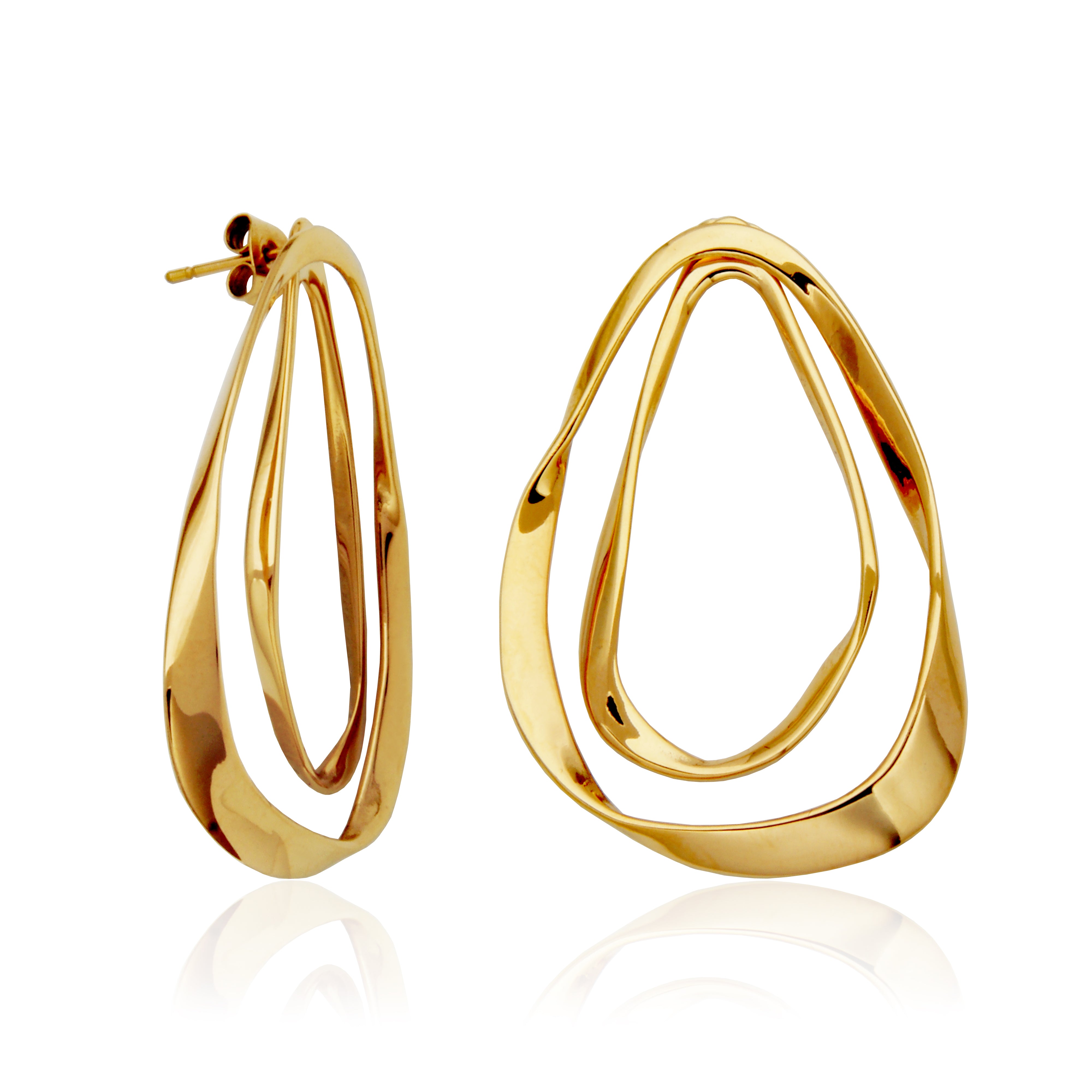 Steelx Ipgd Crinkled Teardrops Earring 32*46/20*40Mm