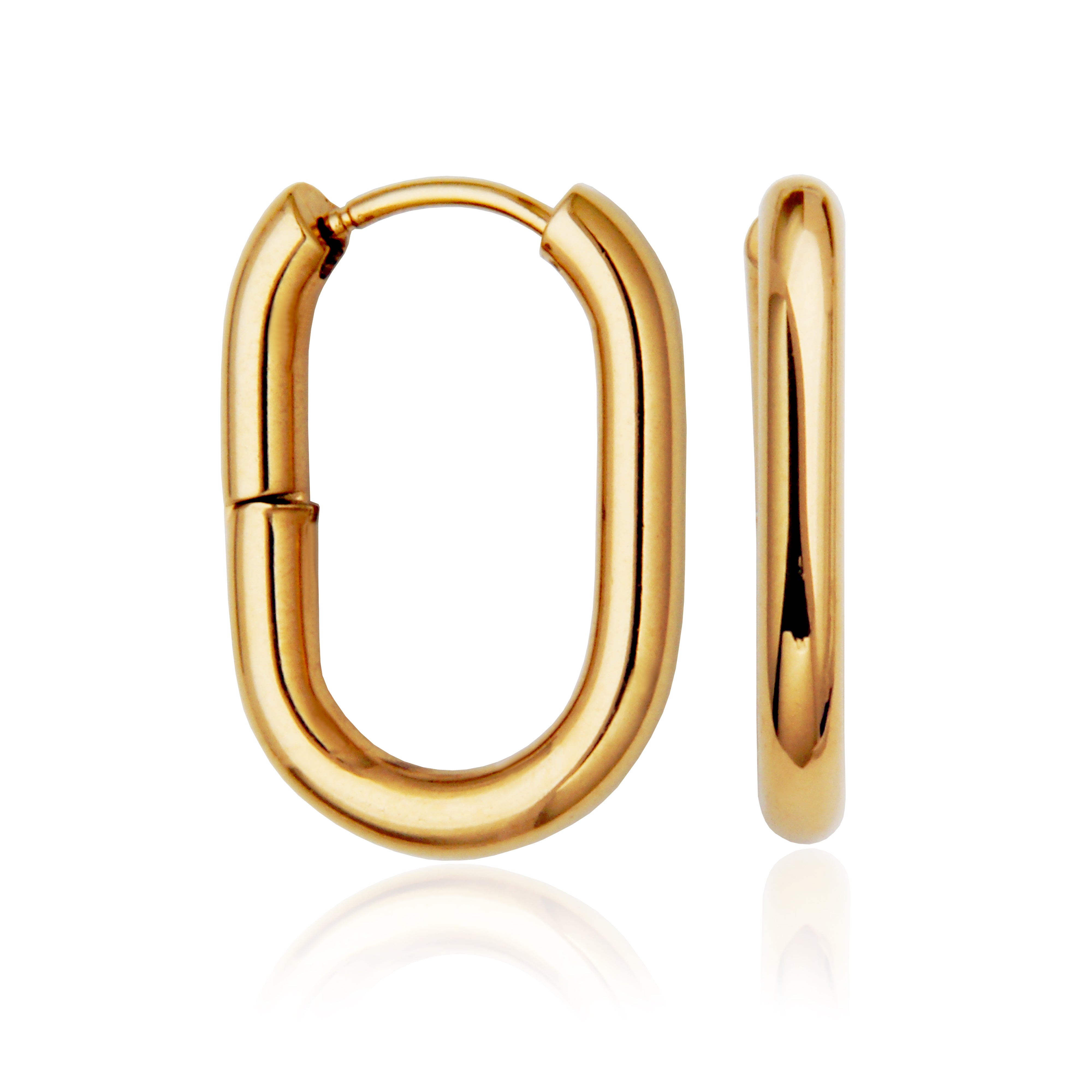 Steelx Ipgd Square Oval Tube Hoop Earring Od23*16Mm