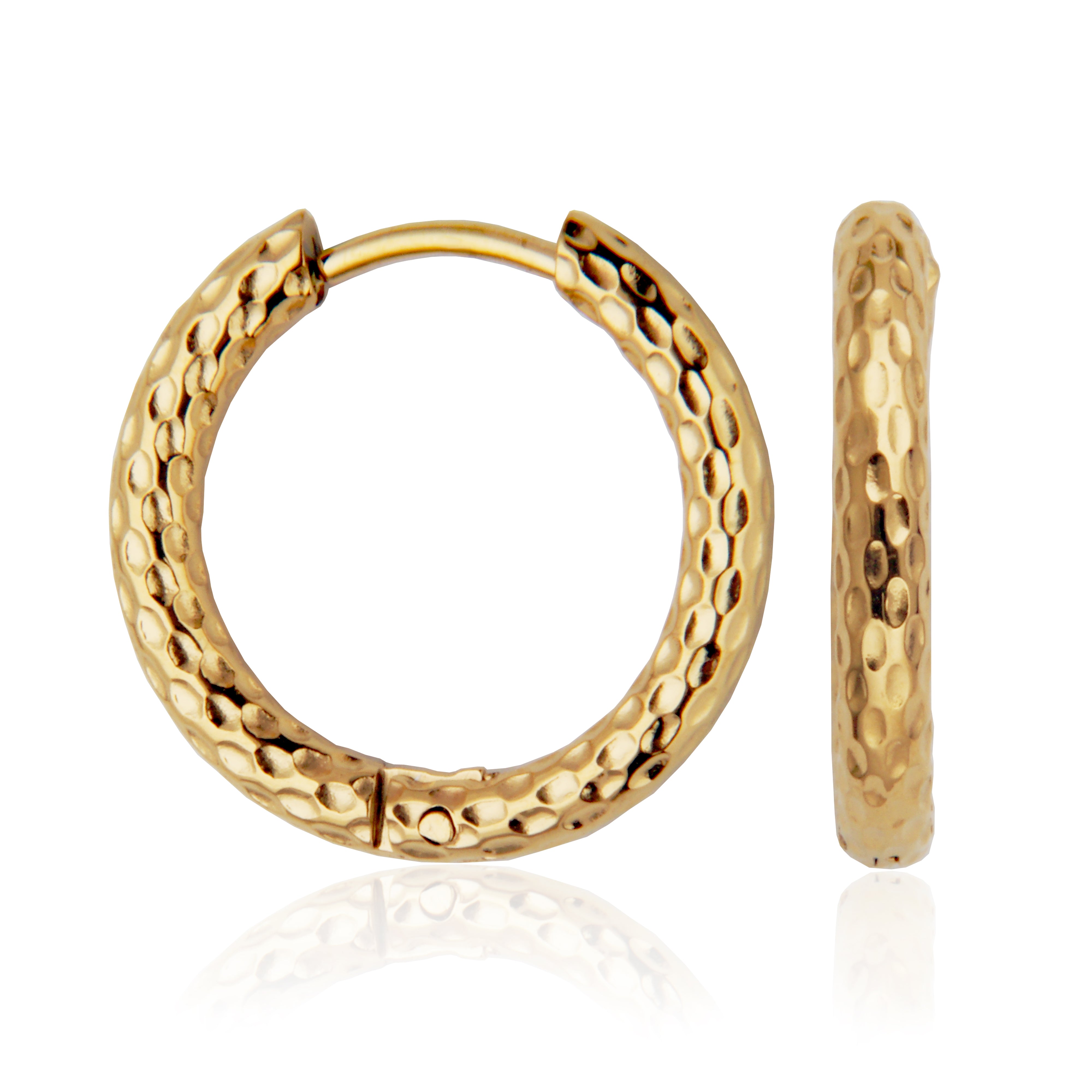Steelx Ipgd Textured Hoop Earring 14/19Mm