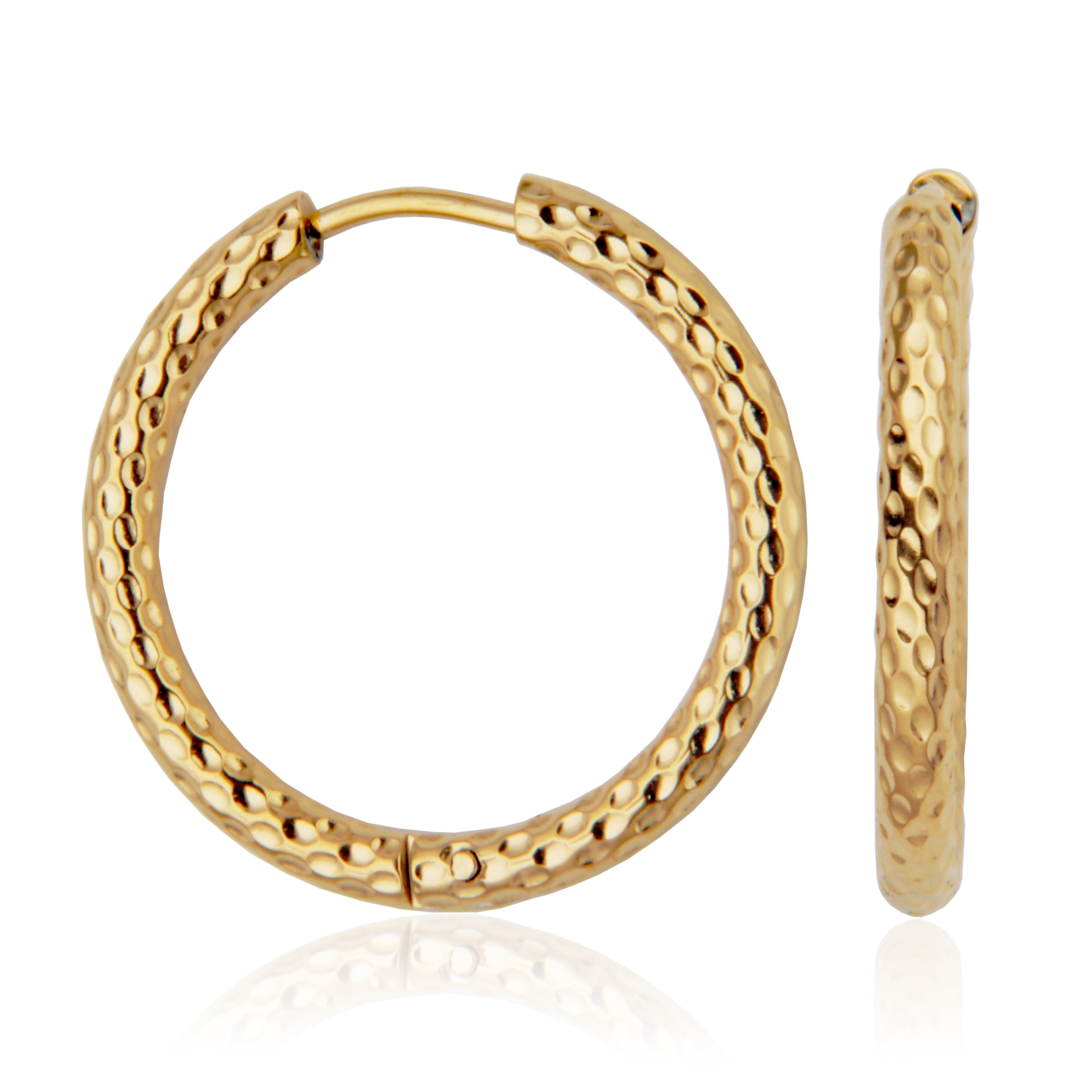 Steelx Ipgd Textured Hoop Earring 20/25Mm