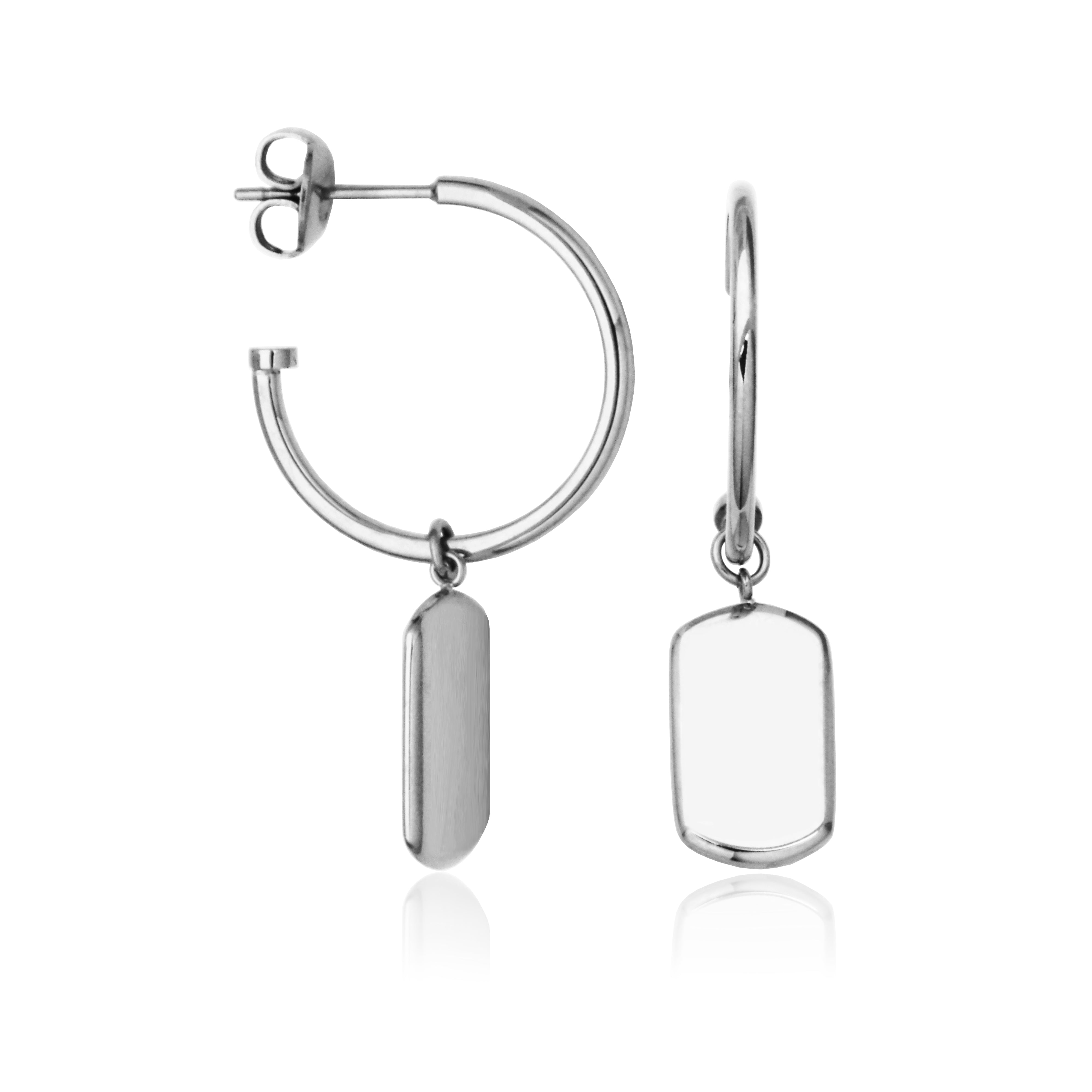 Steelx  High Polish Sq Charm 8.5*15Mm Od 20Mm Hoop