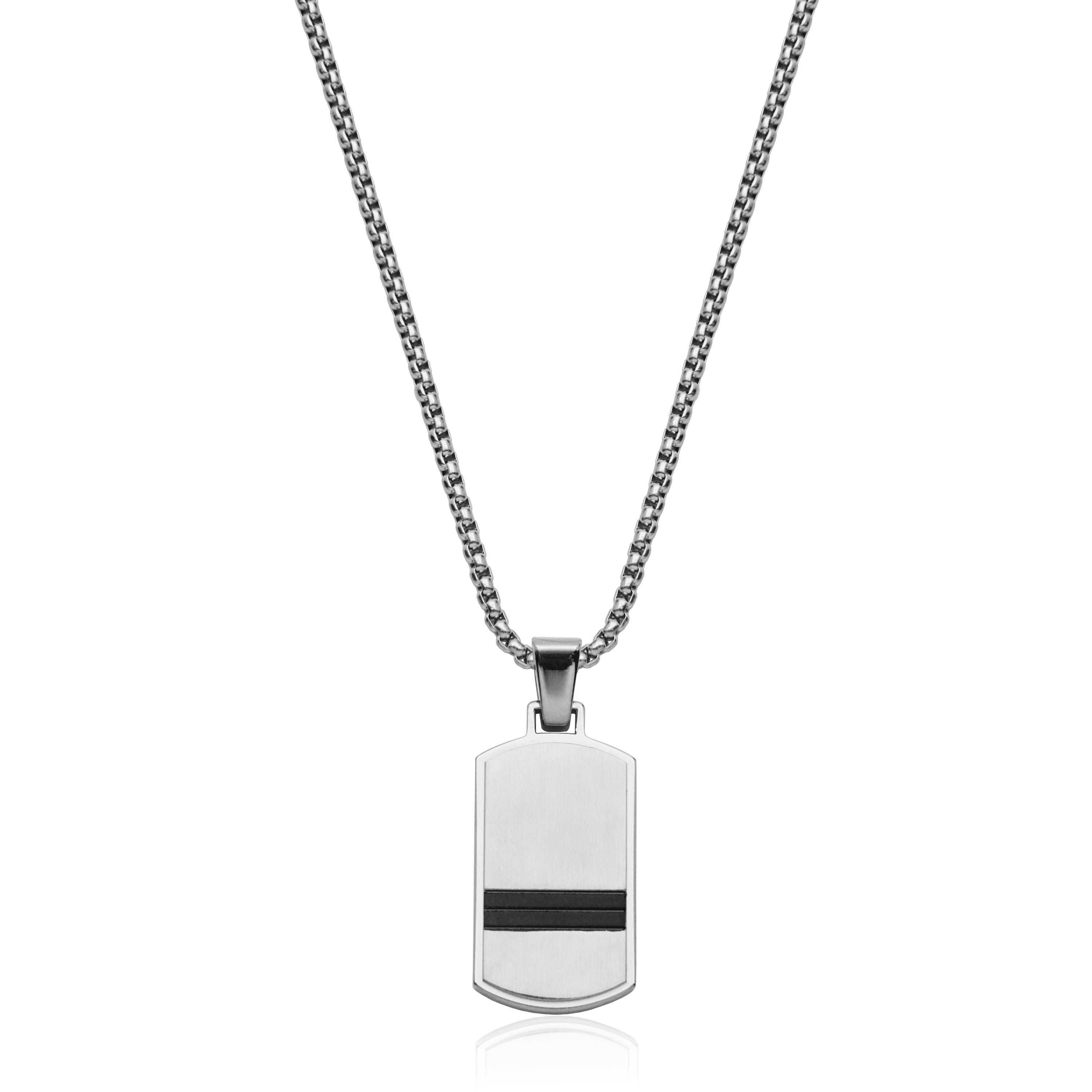 Steelx Dog Tag Pend 16*31.5Mm With Ip Black  24"*