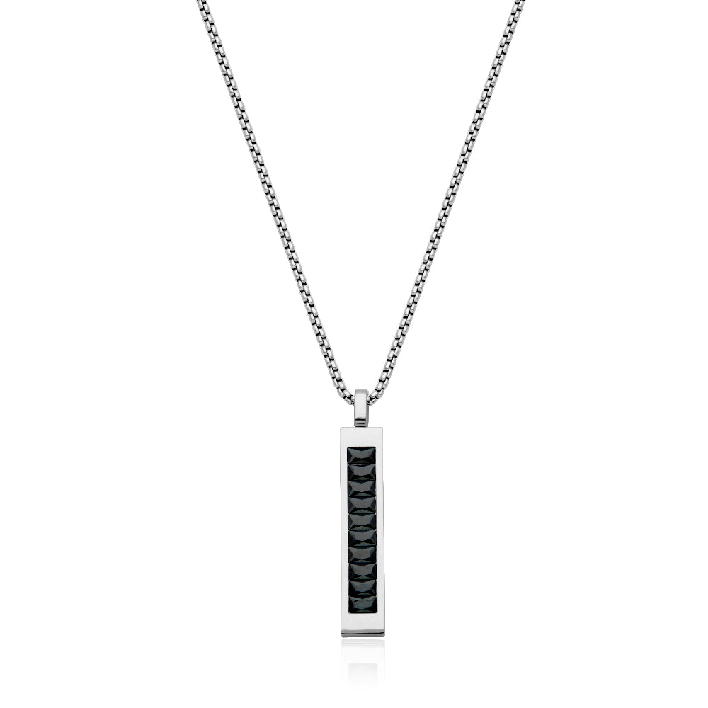 Steelx Bar 8*39Mm Pend 3*5Mm Black Cz 24"*