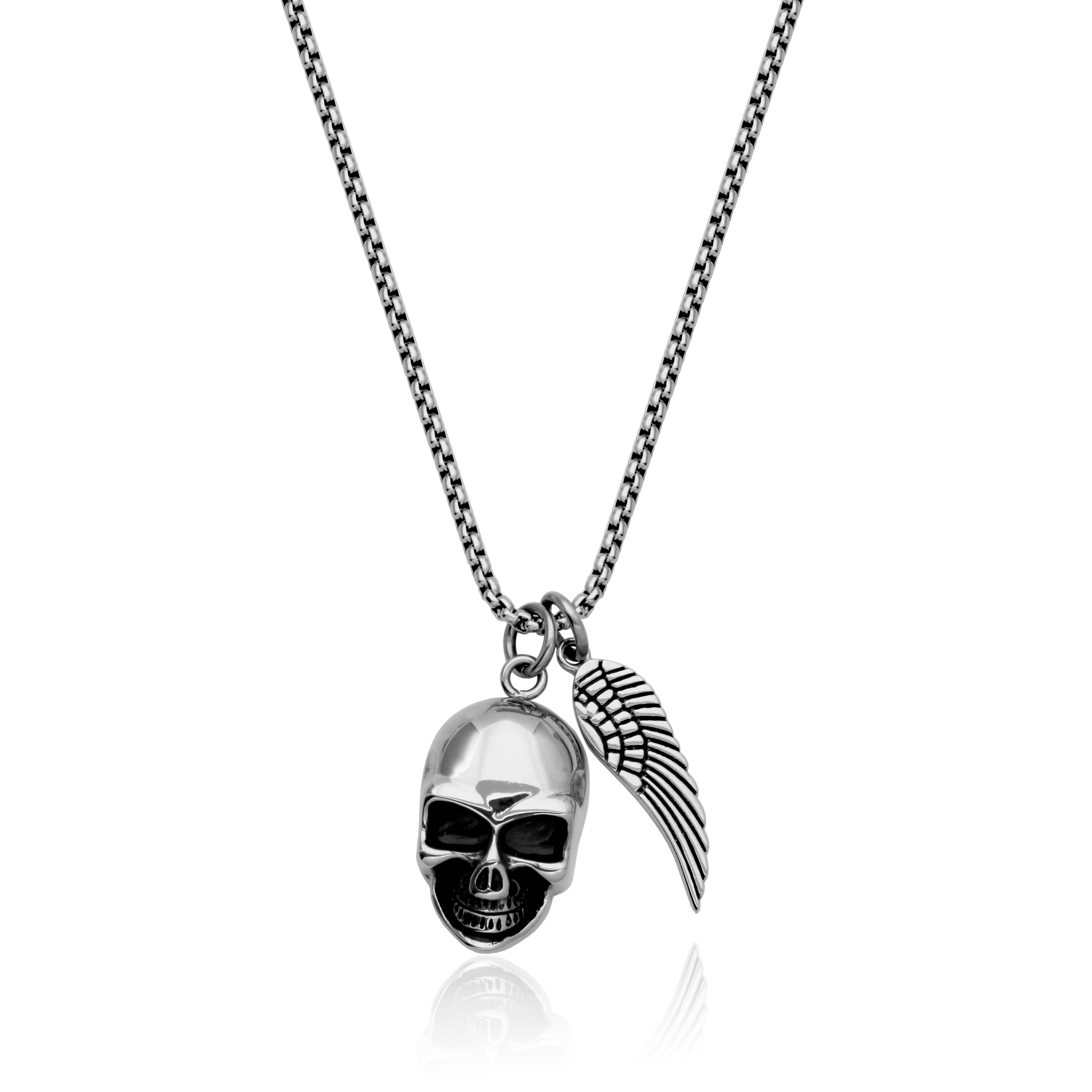 Steelx Skull &amp; Feather Pend 22"