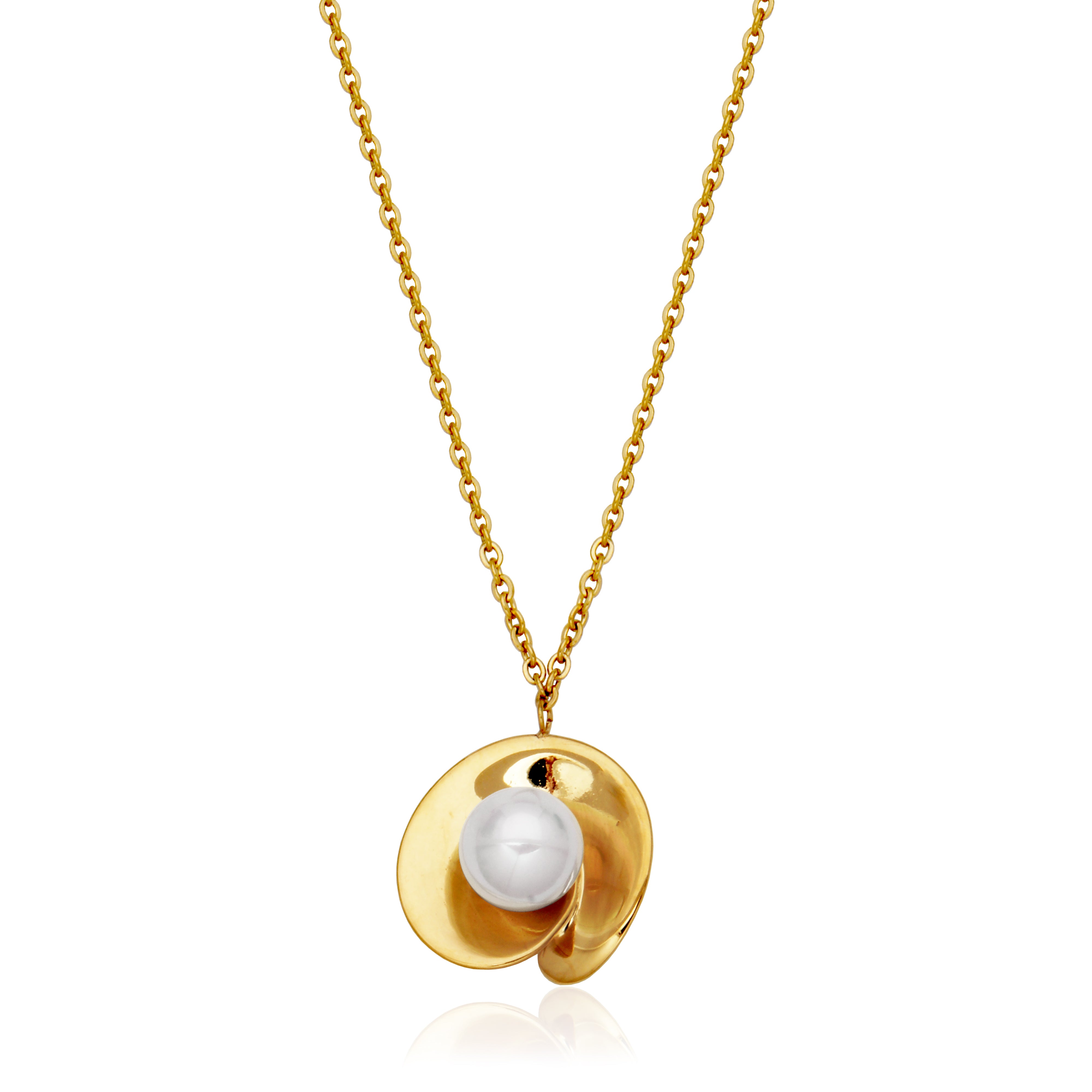 Steelx Ipgd Pearl10Mm Sculptured Statement Neck18+2"