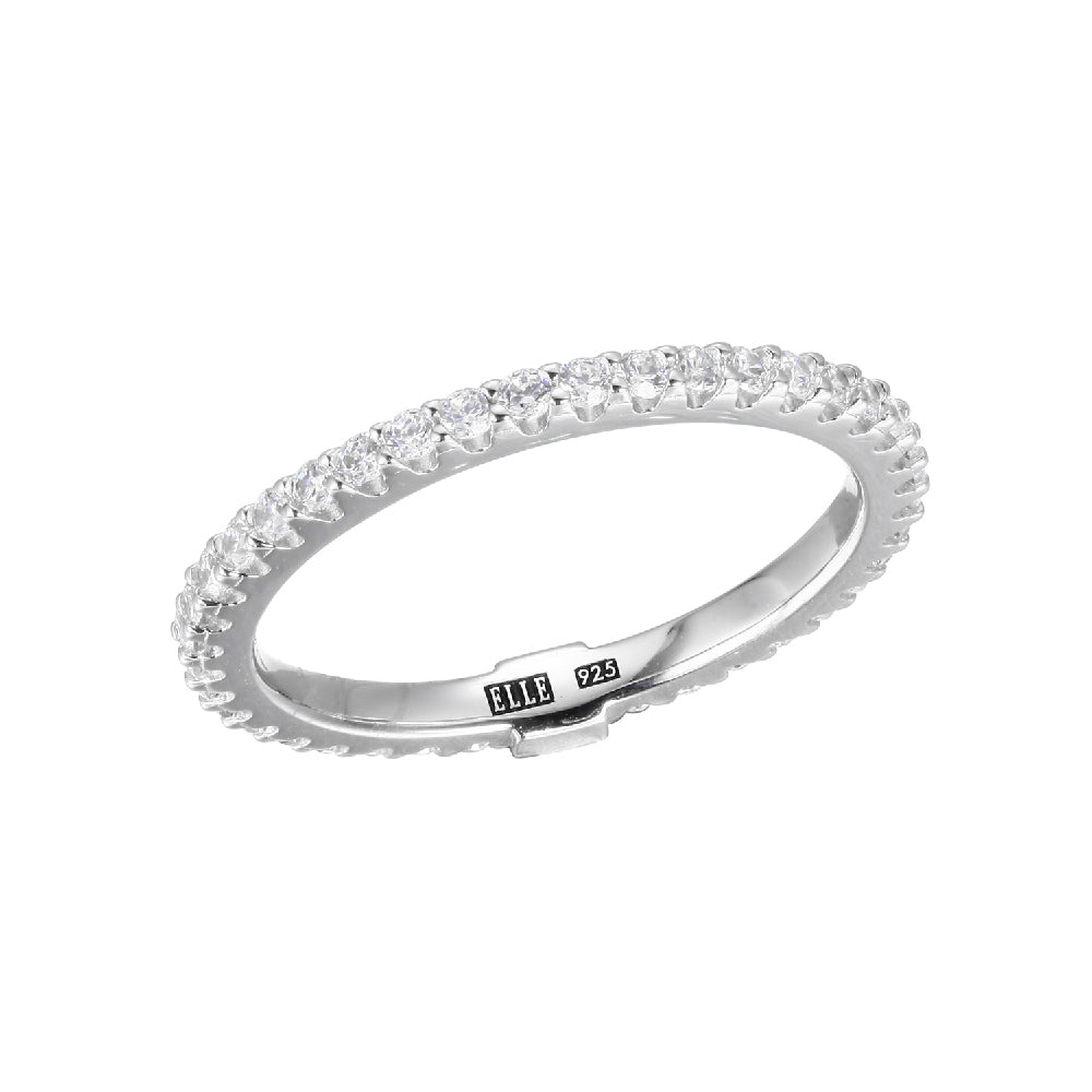 Sterling Silver " Stardust" Rhodium Plated Cz Ring - Size 7