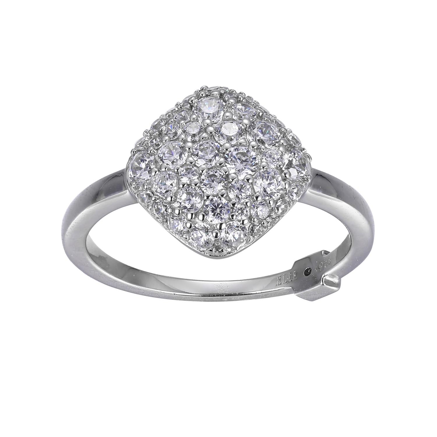 Sterling Silver "Glimmer" Rhodium Plated Diamond Shape Cubic Zirconia Ring - Size 7