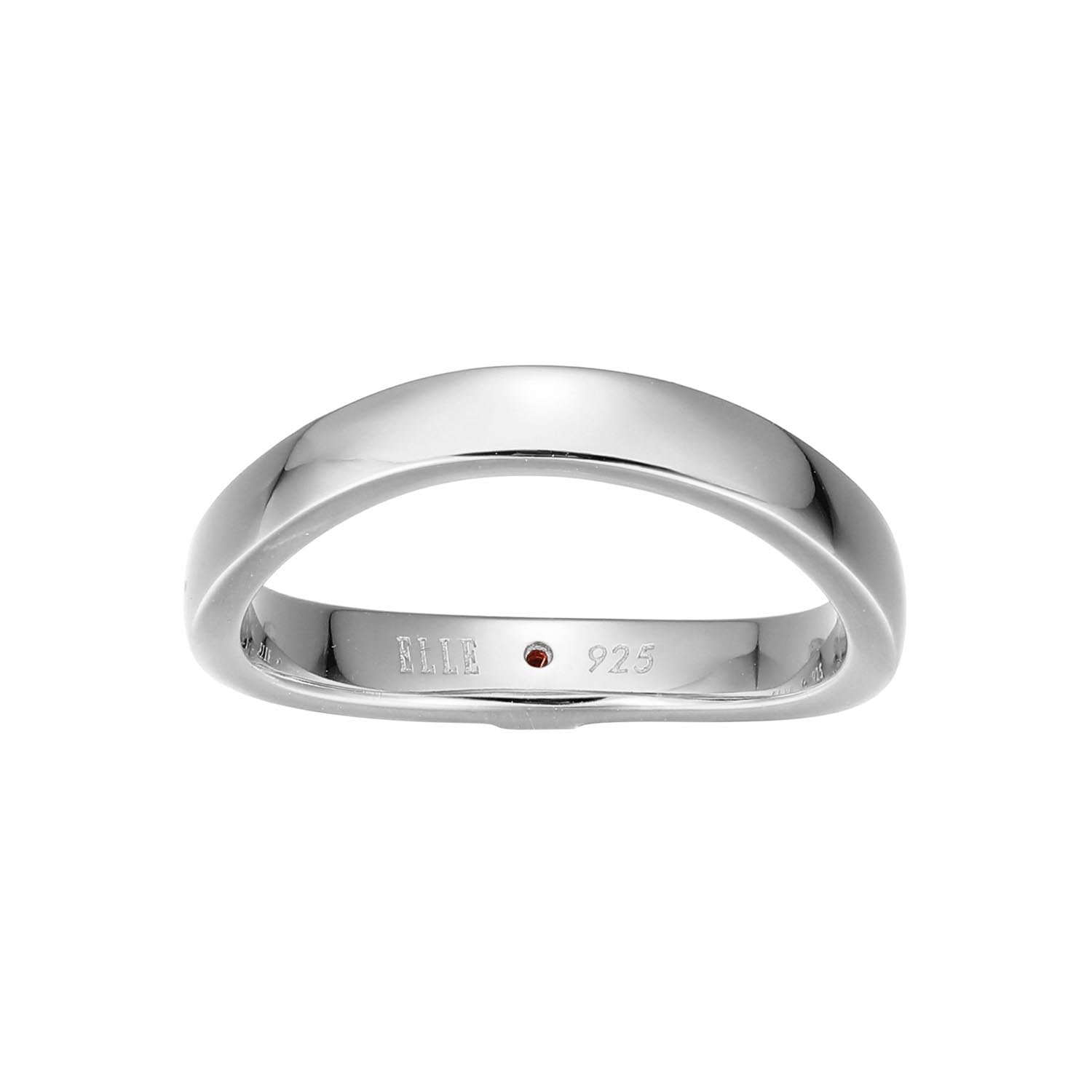 Sterling Silver " Luna" Rhodium Plated Curved Band - Size 8