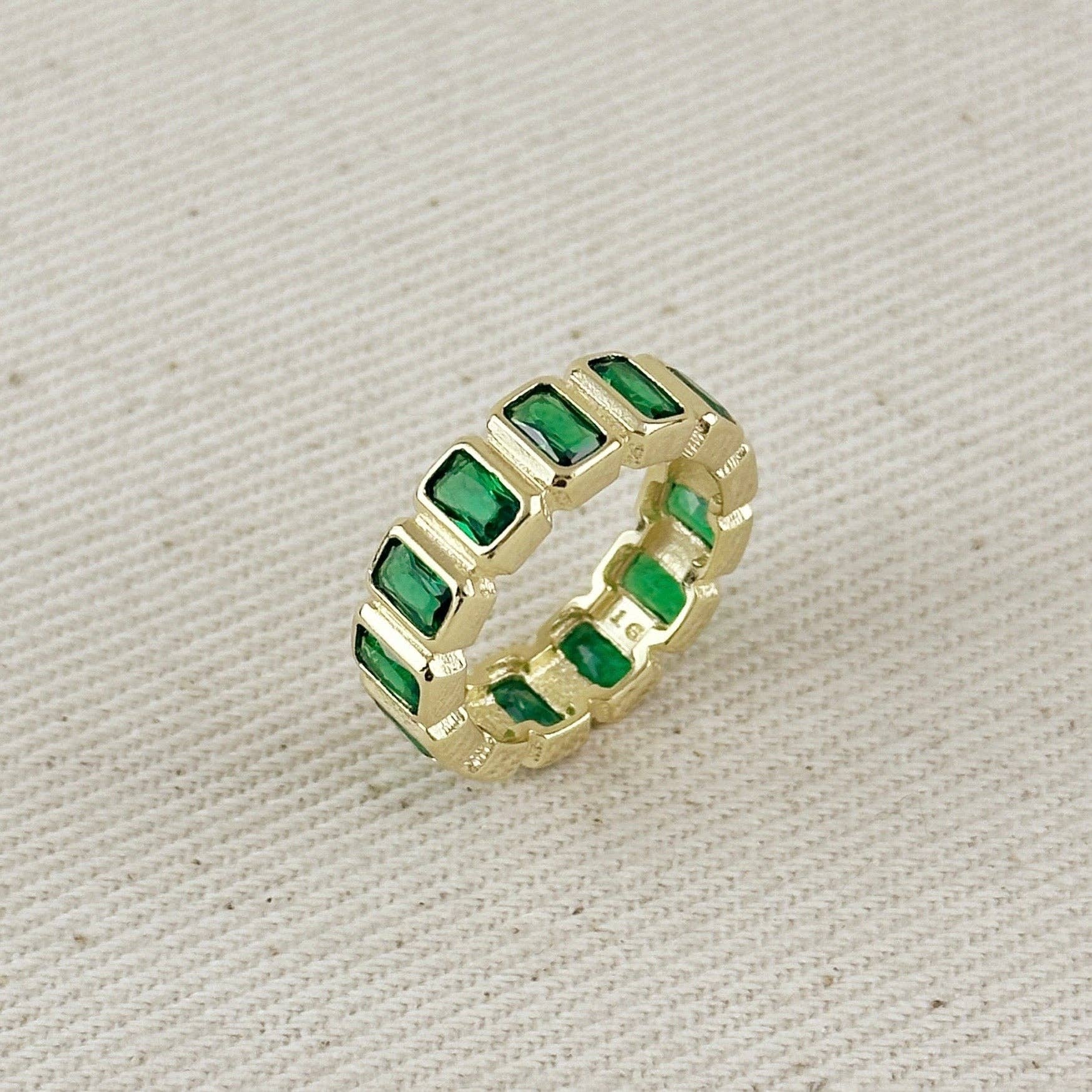 18k Gold Filled Chunky Emerald Cz Eternity Band Ring - _mobile: 8px;">