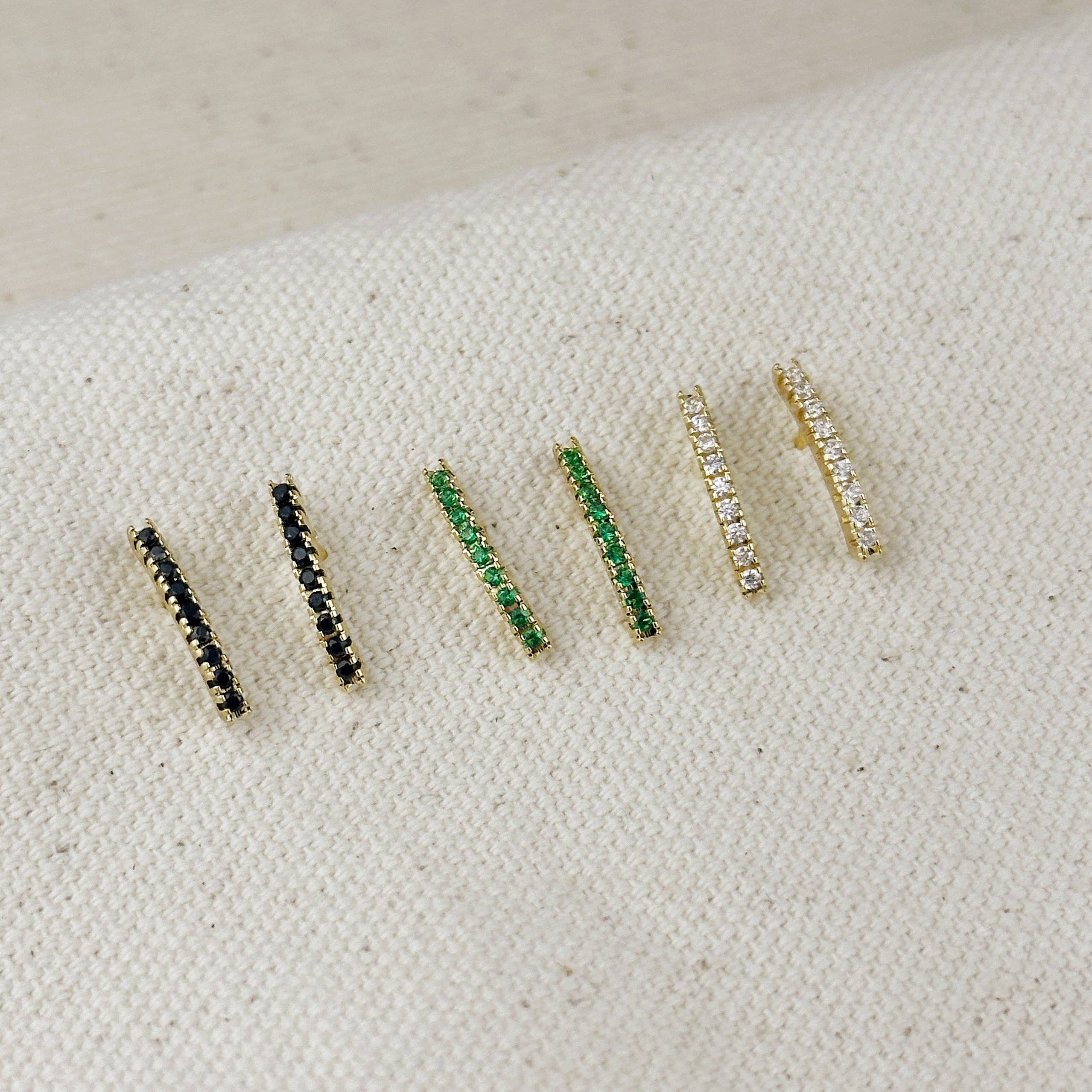 18k Gold Filled Cz Thin Line Stud