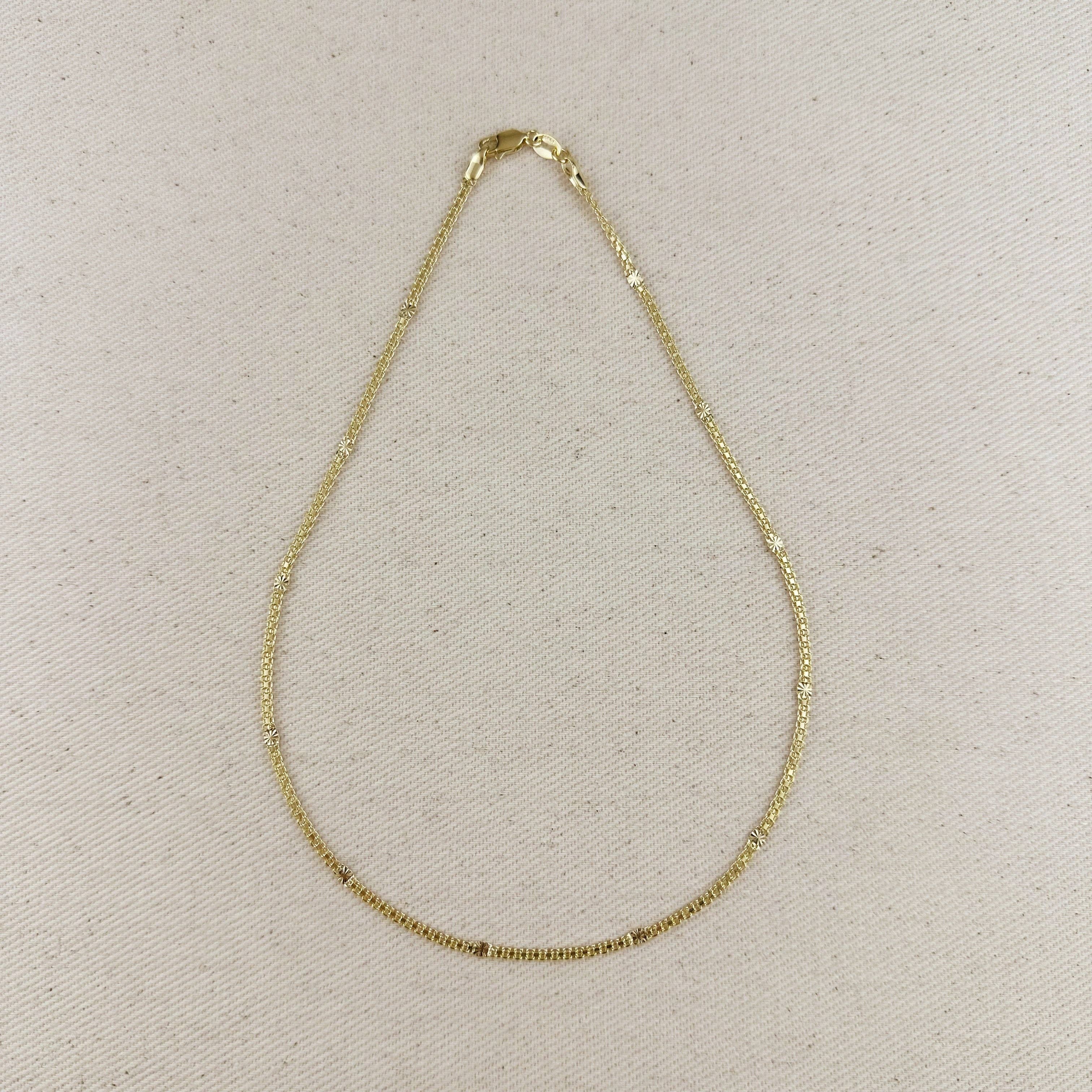 18k Gold Filled 2.5mm Mesh Chain with Diamond Cut Pressed Detail Necklace