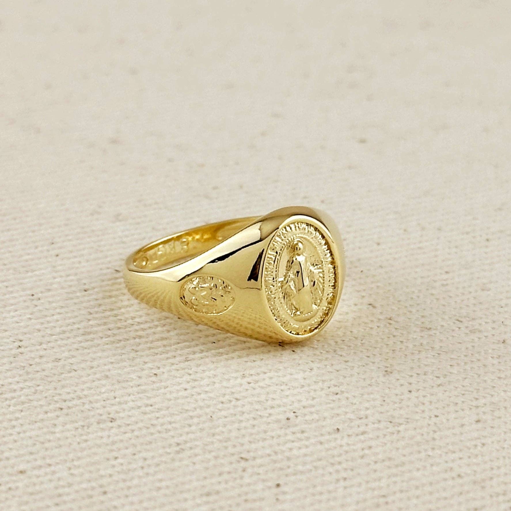 18k Gold Filled Lady of Grace Signet Ring