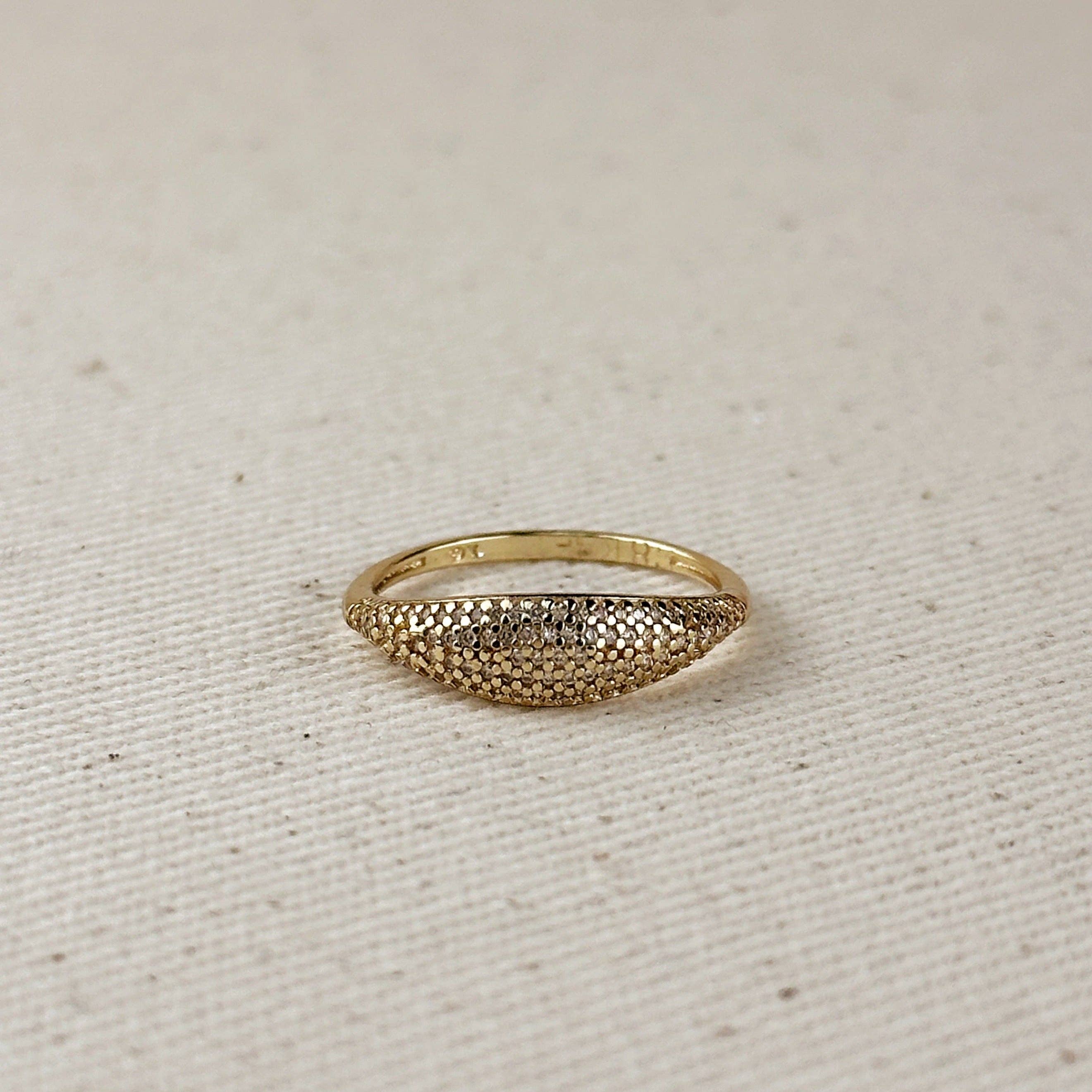 18k Gold Filled Mini CZ Dome Ring - 8