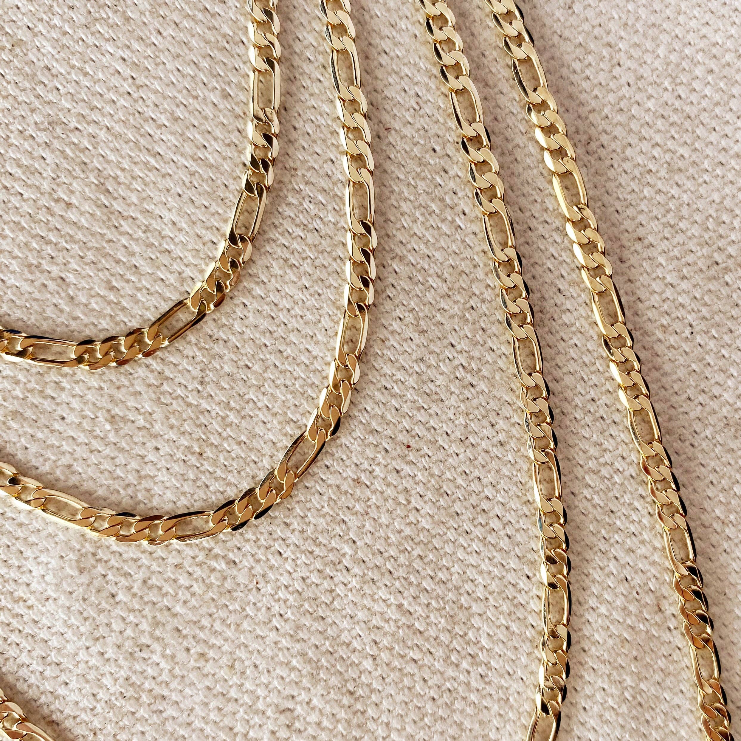 18k Gold Filled 2.5mm Flat Figaro Chain - 16 inches