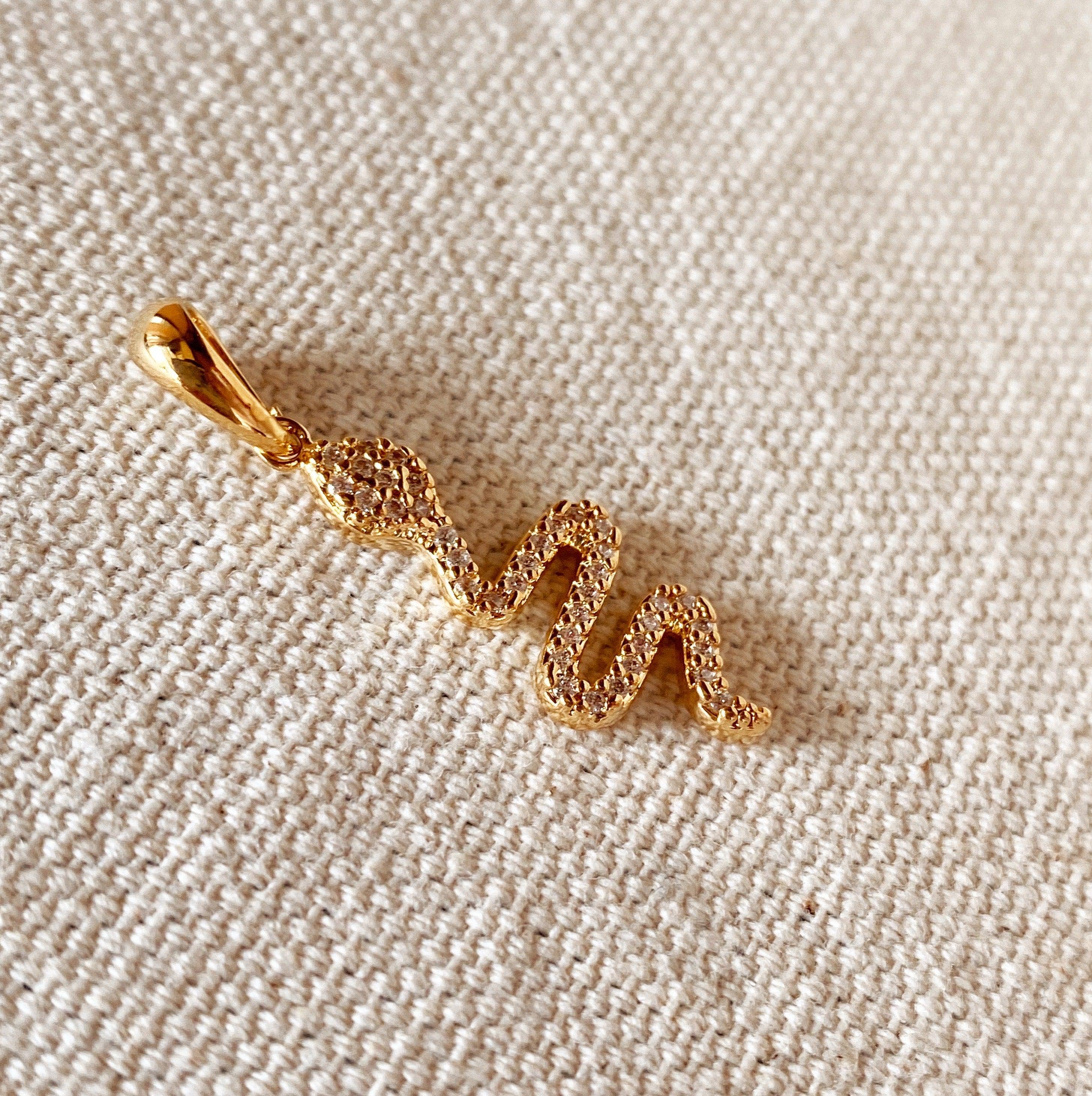 18k Gold Filled Serpent Pendant with Micro Pave Cubic Zirconia Accents