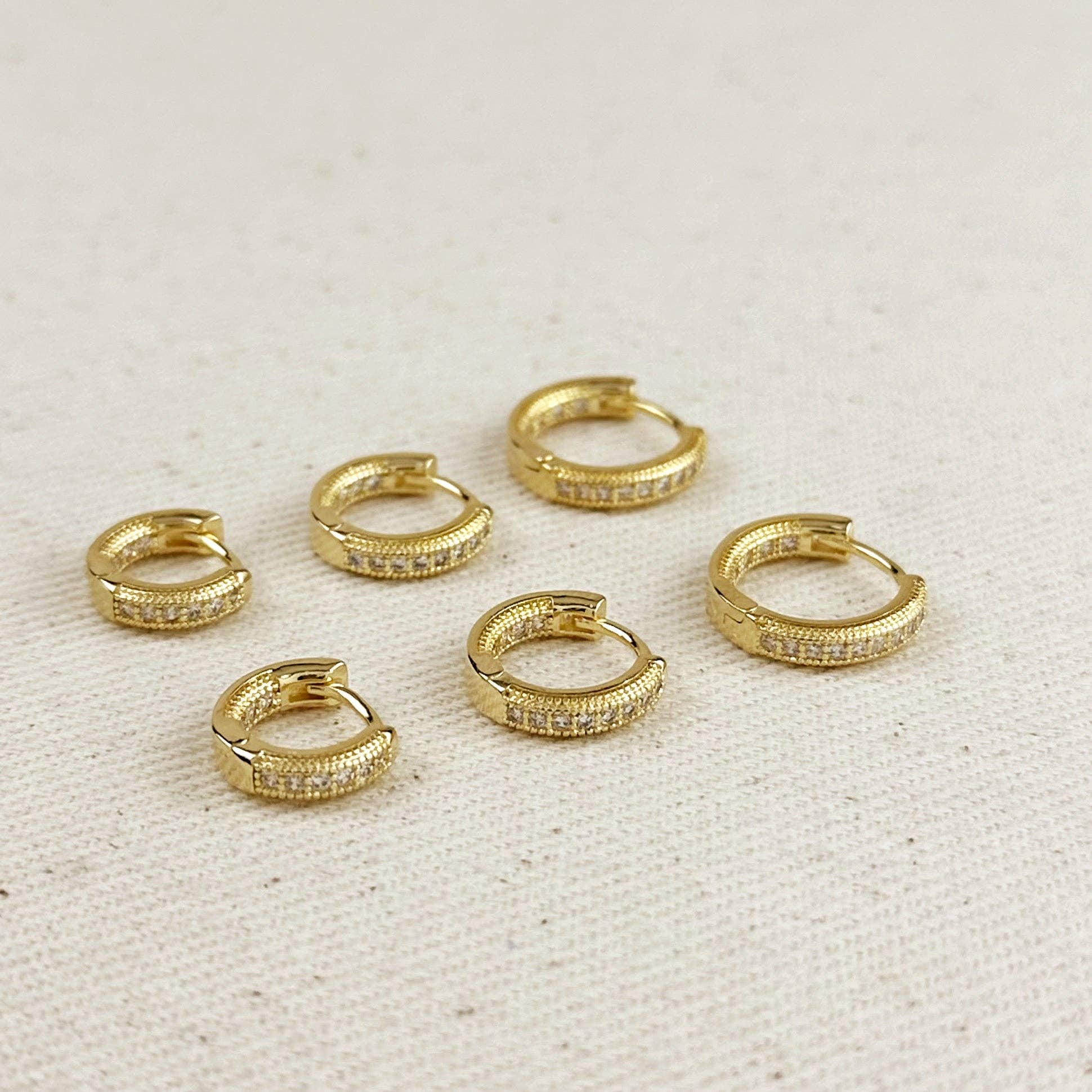 18k Gold Filled CZ Hoop Earrings - 12mm