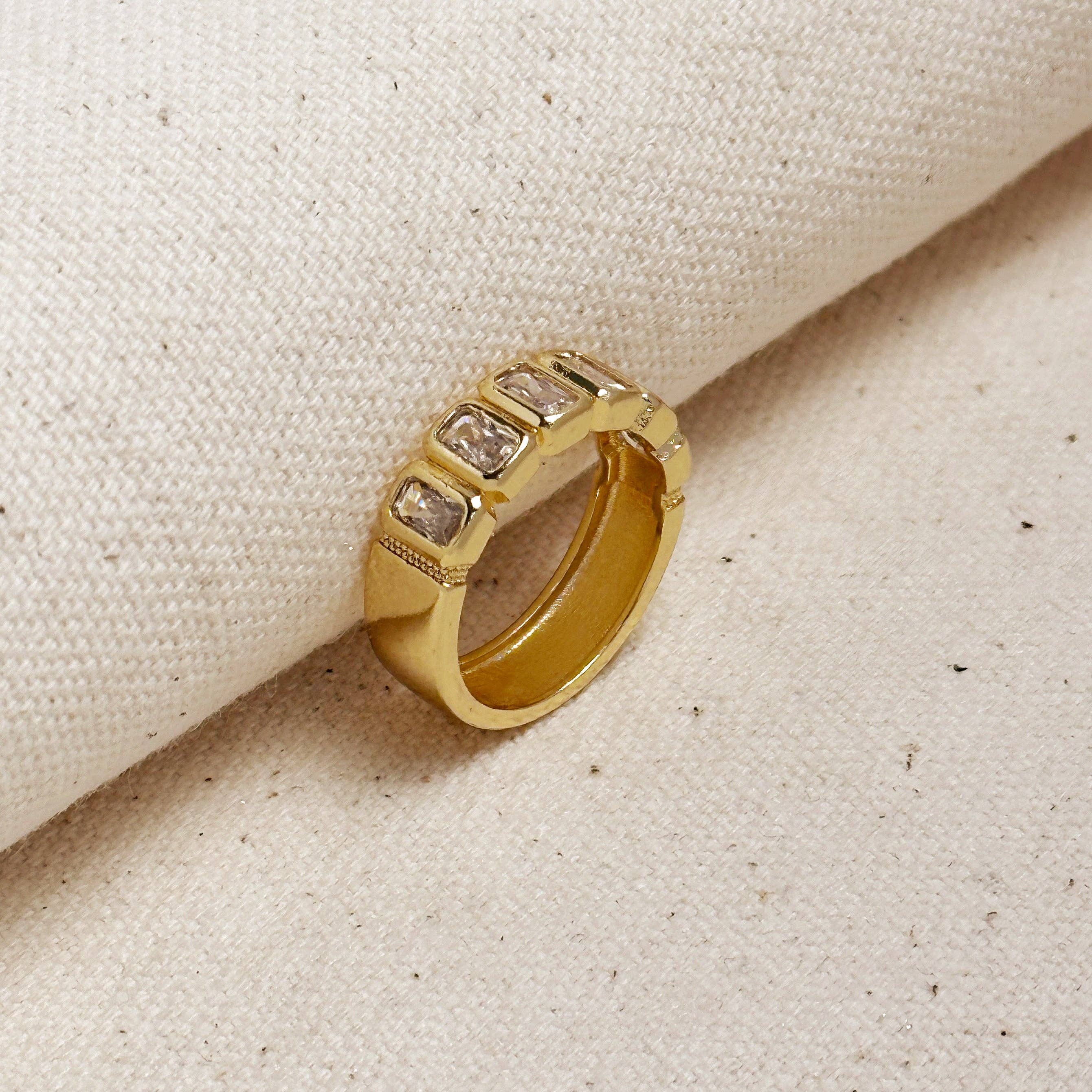 18k Gold Filled Chunky CZ Ring - 6