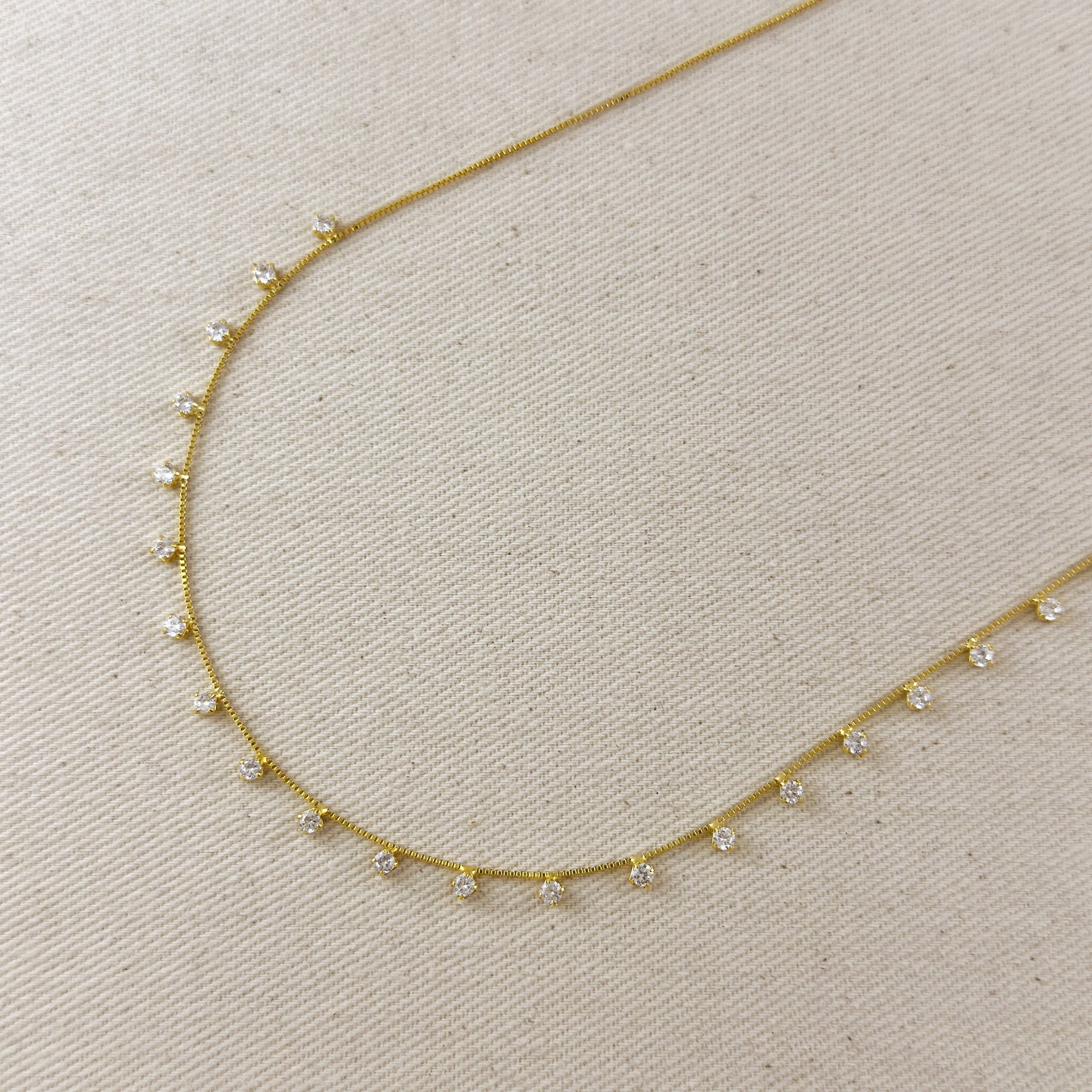 18k Gold Filled Belly Chain With Cubic Zirconia Stones