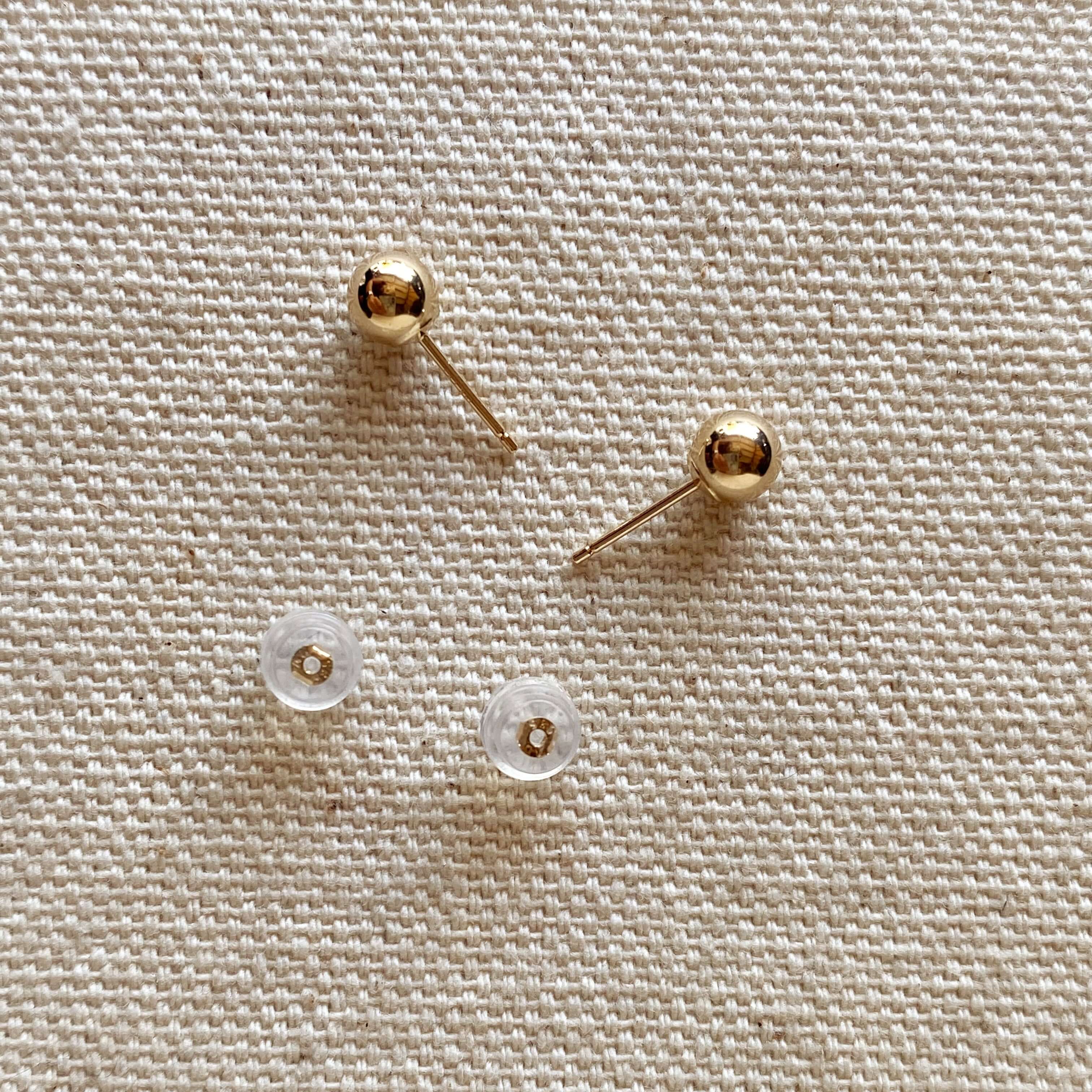 14k Solid Gold 5.0mm Ball Stud Earrings - Earrings + 14k Backings