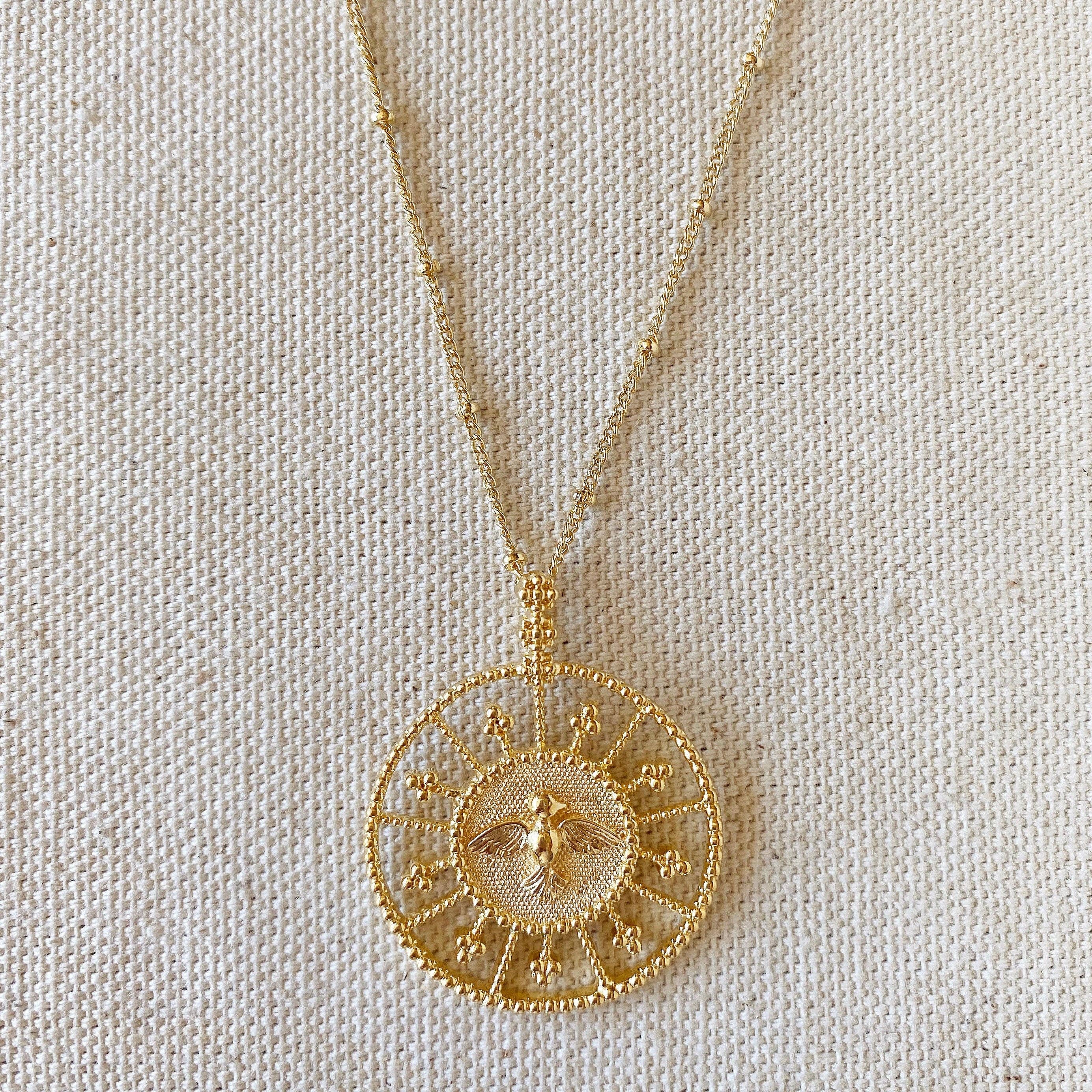 Gold-Filled Beaded Dove Pendant Necklace