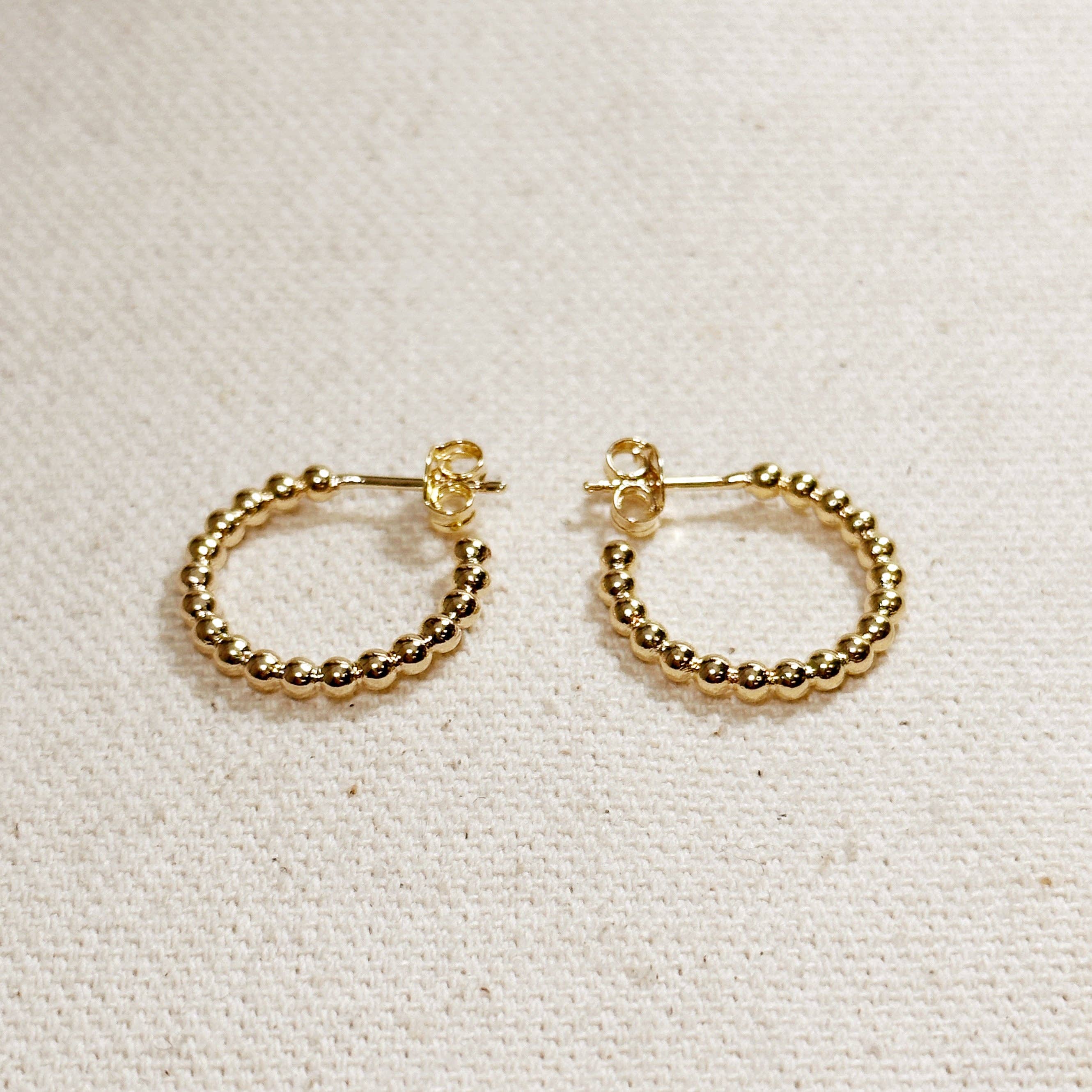 Dainty Beaded C-Hoop - 13mm