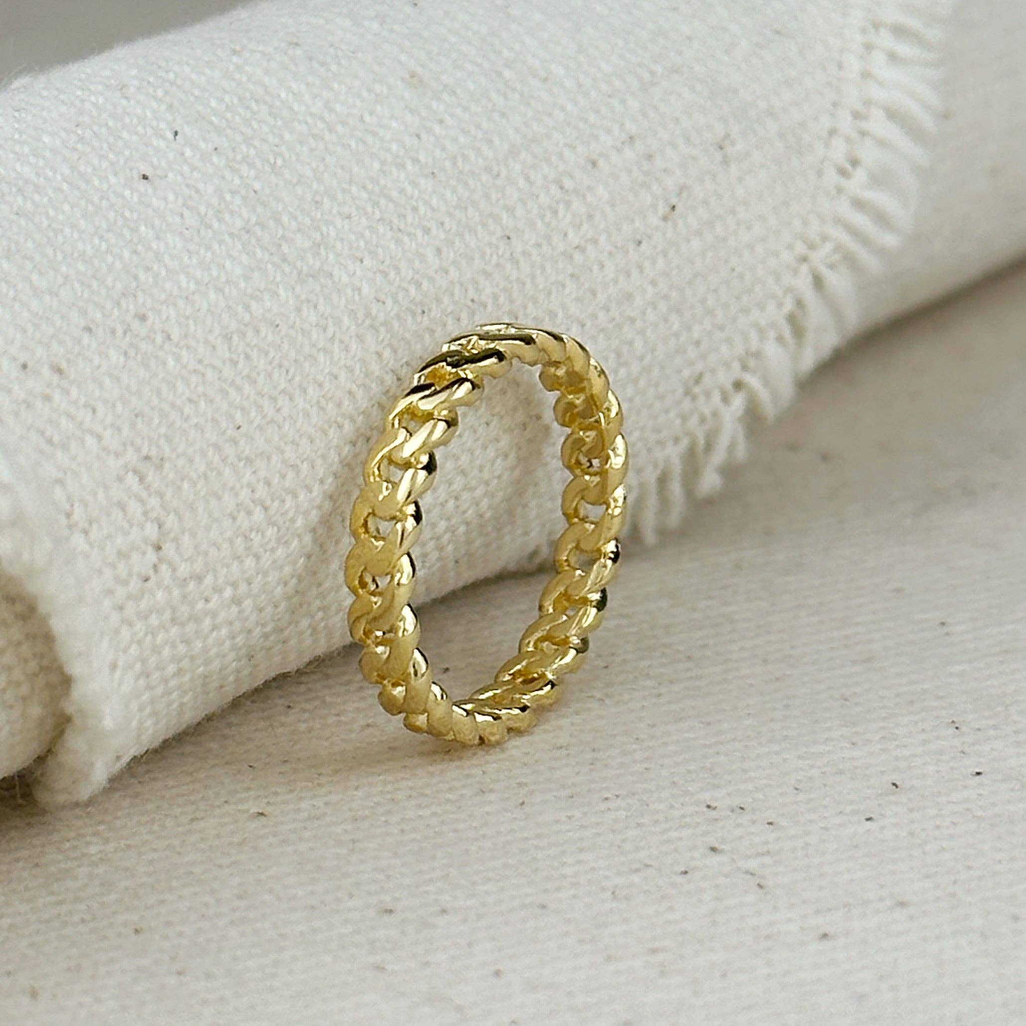 18k Gold Filled 2.5mm Cuban Chain Ring - 4