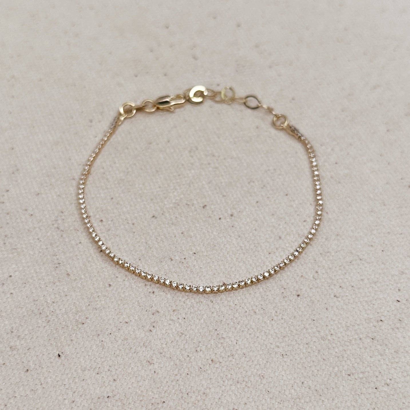 18k Gold Filled 1.2mm CZ Tennis Bracelet - Medium