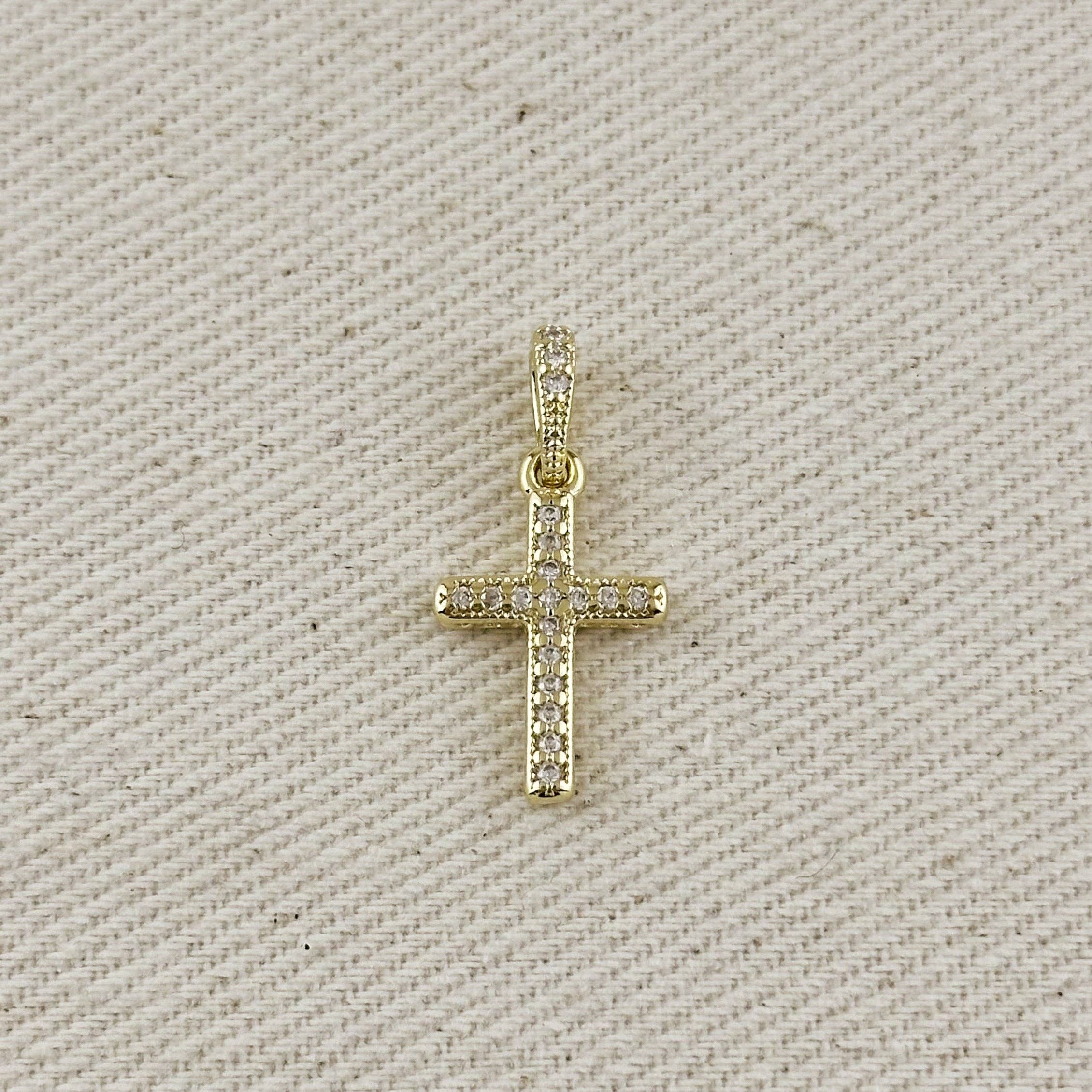18k Gold Filled Cz Cross Charm