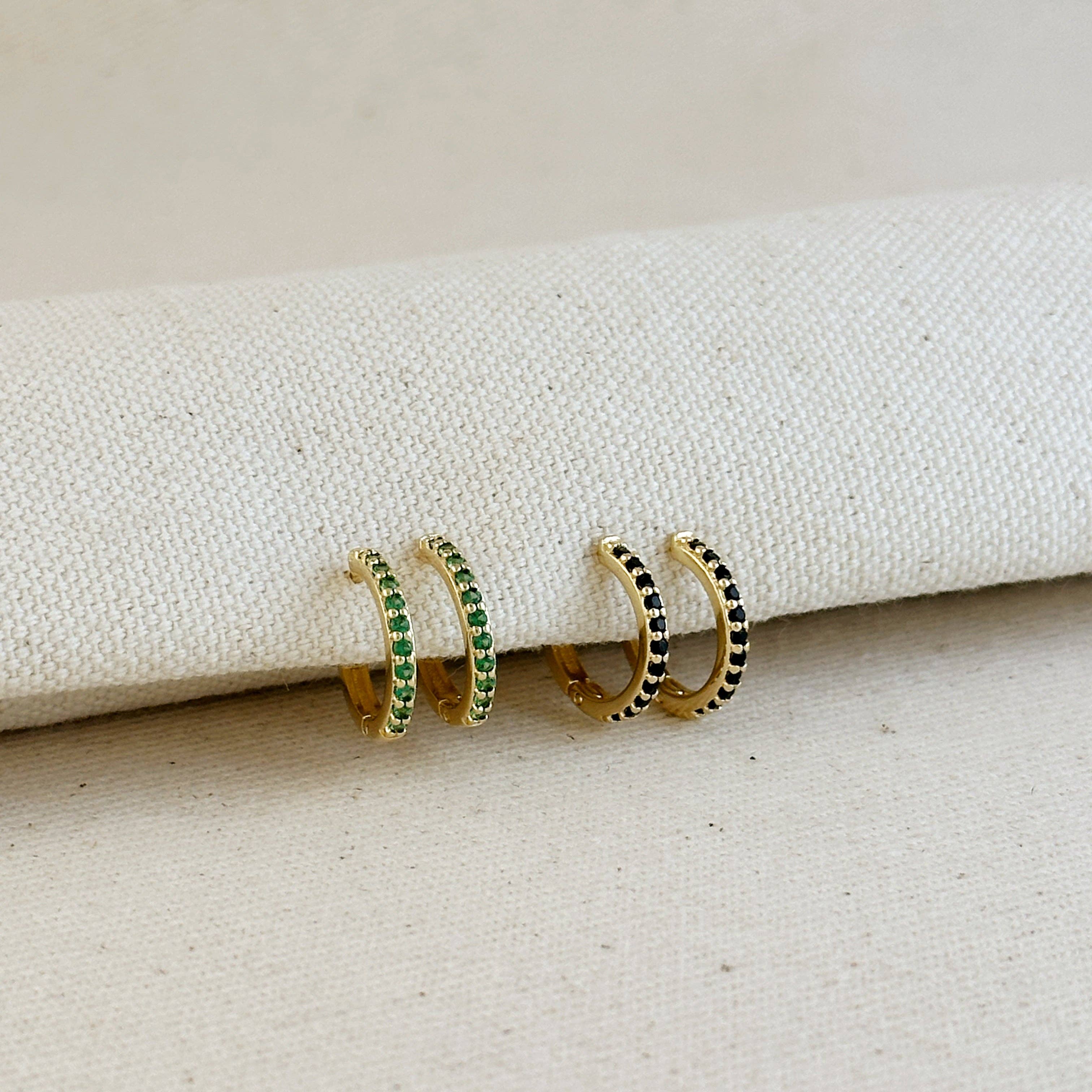 18k Gold Filled Colored Cz Hoop Earrings