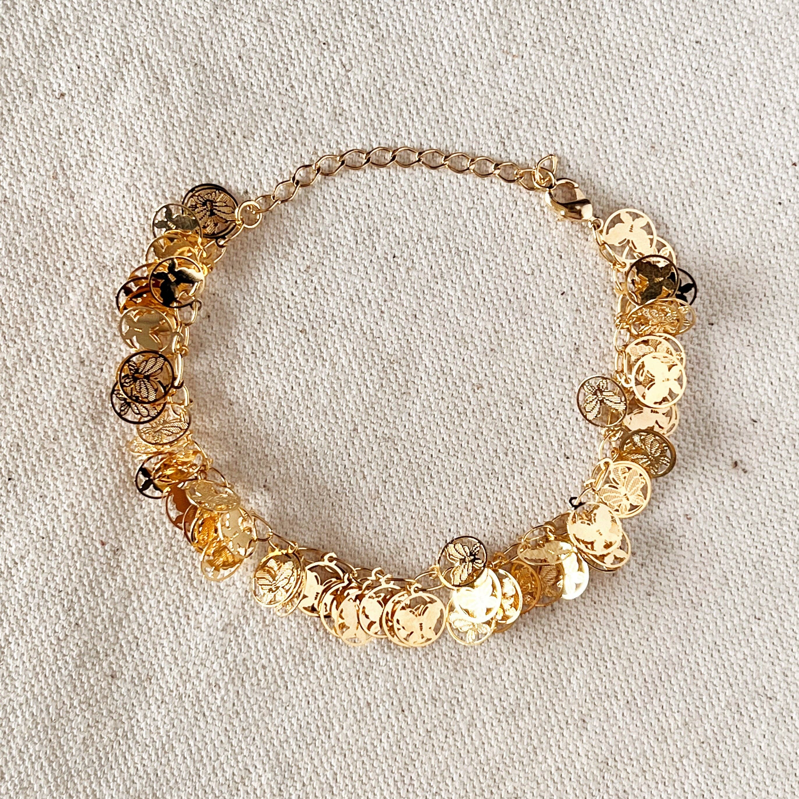 18k Gold Filled Butterfly Bracelet,