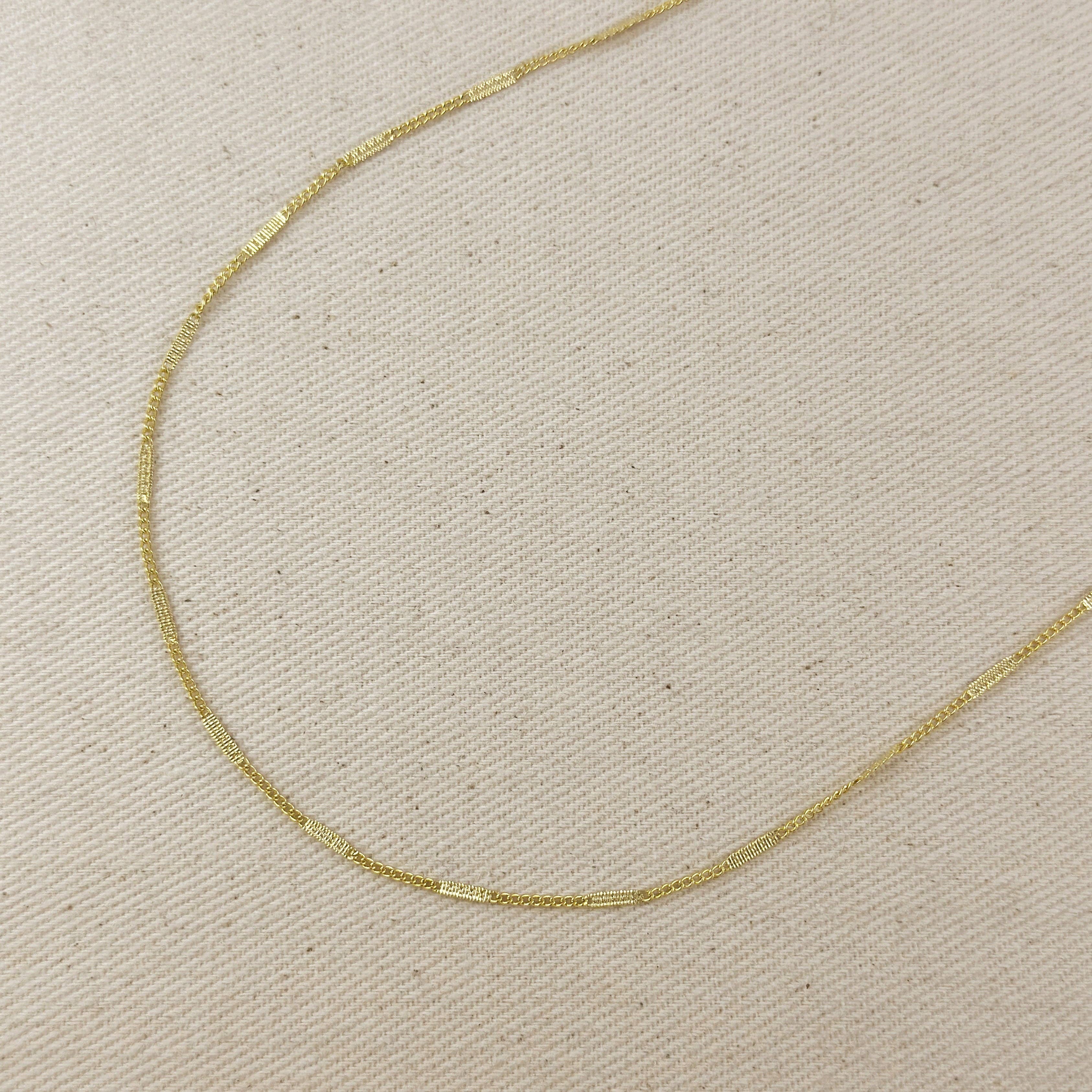 18k Gold Filled Pressed Detail Belly Chain