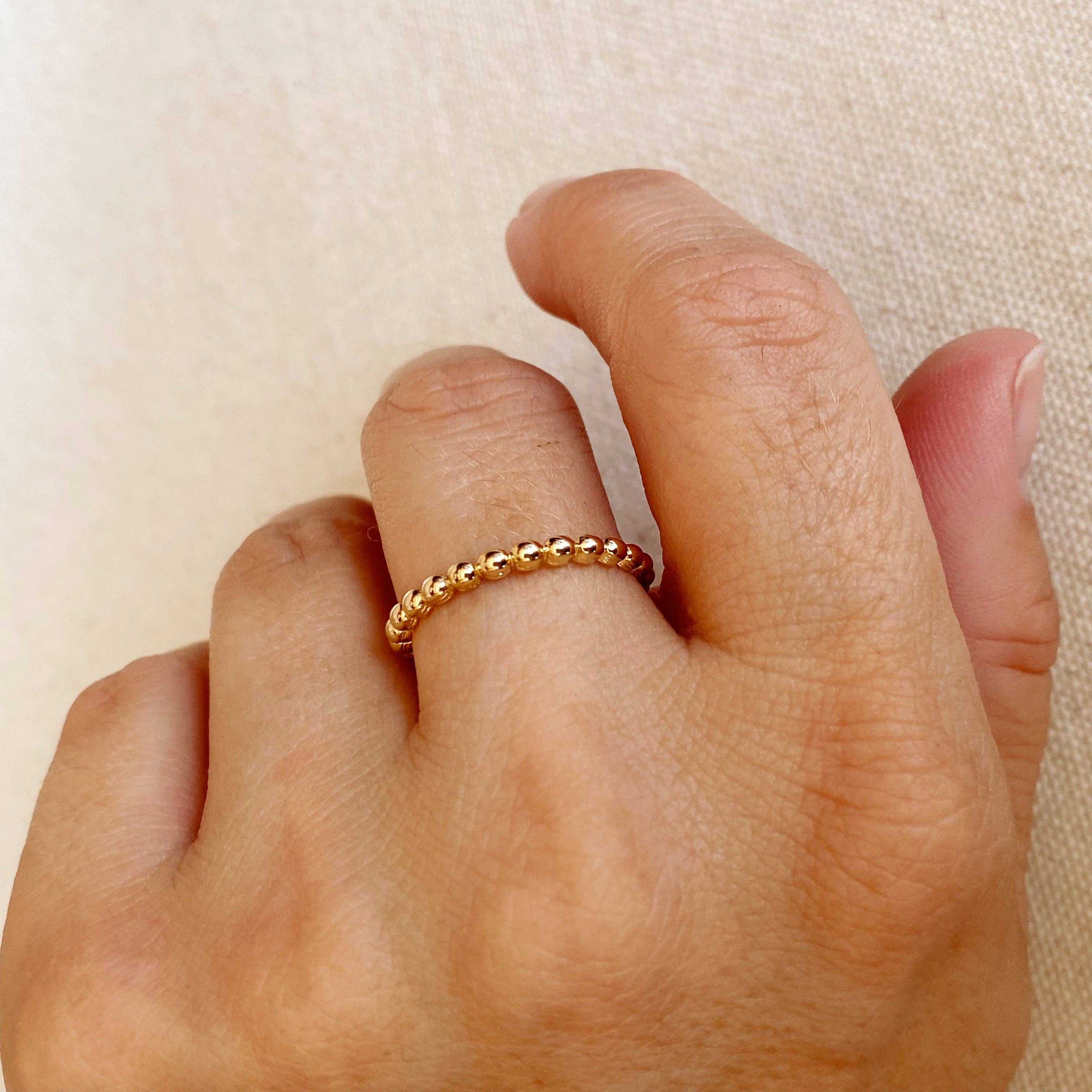 18k Gold Filled Beaded Band Ring - 9