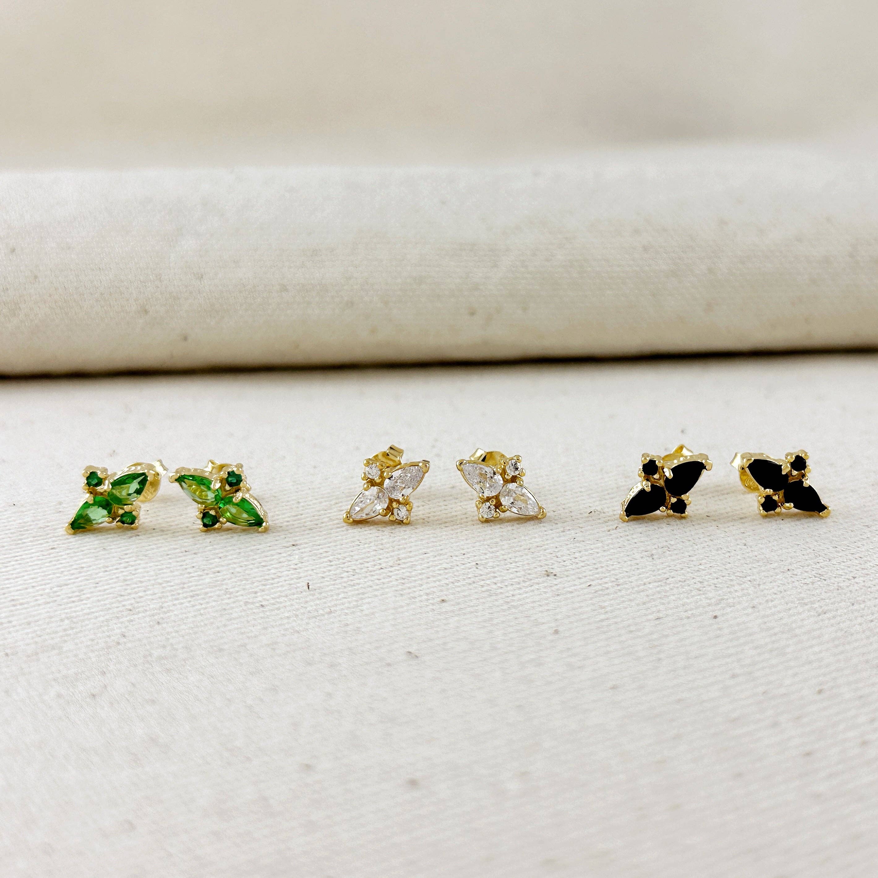 18k Gold Filled Colored Vintage Flower Stud Earrings