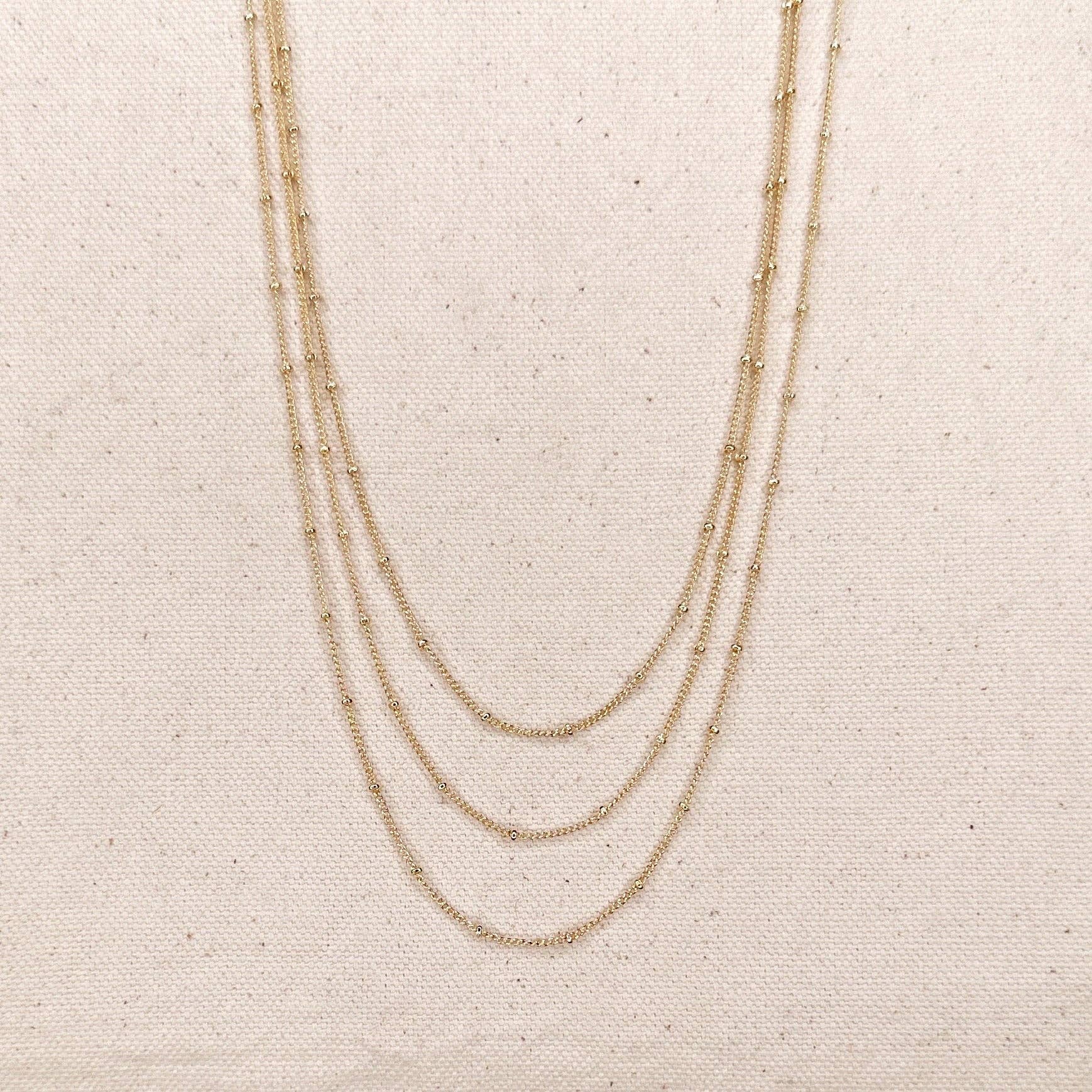 18k Gold Filled 1mm Satellite Chain in 16", 18", 20", 22" Length - 16 inches