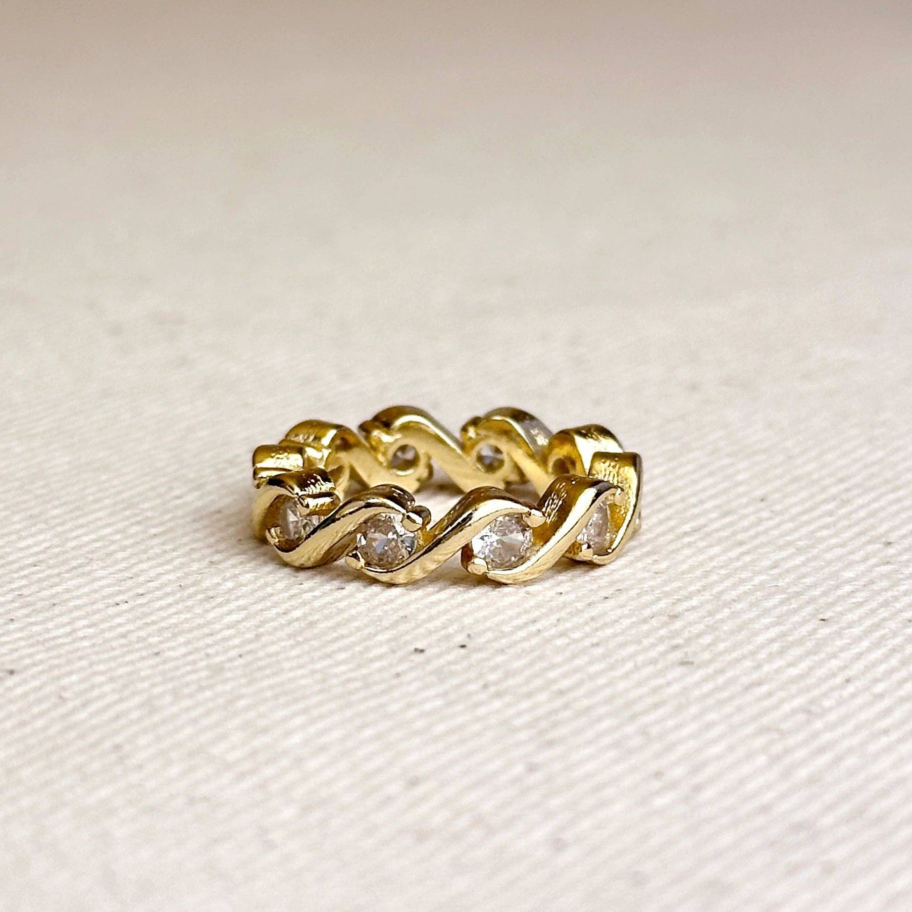 18k Gold Filled Cz Wave Eternity Band Ring - _mobile: 8px;">