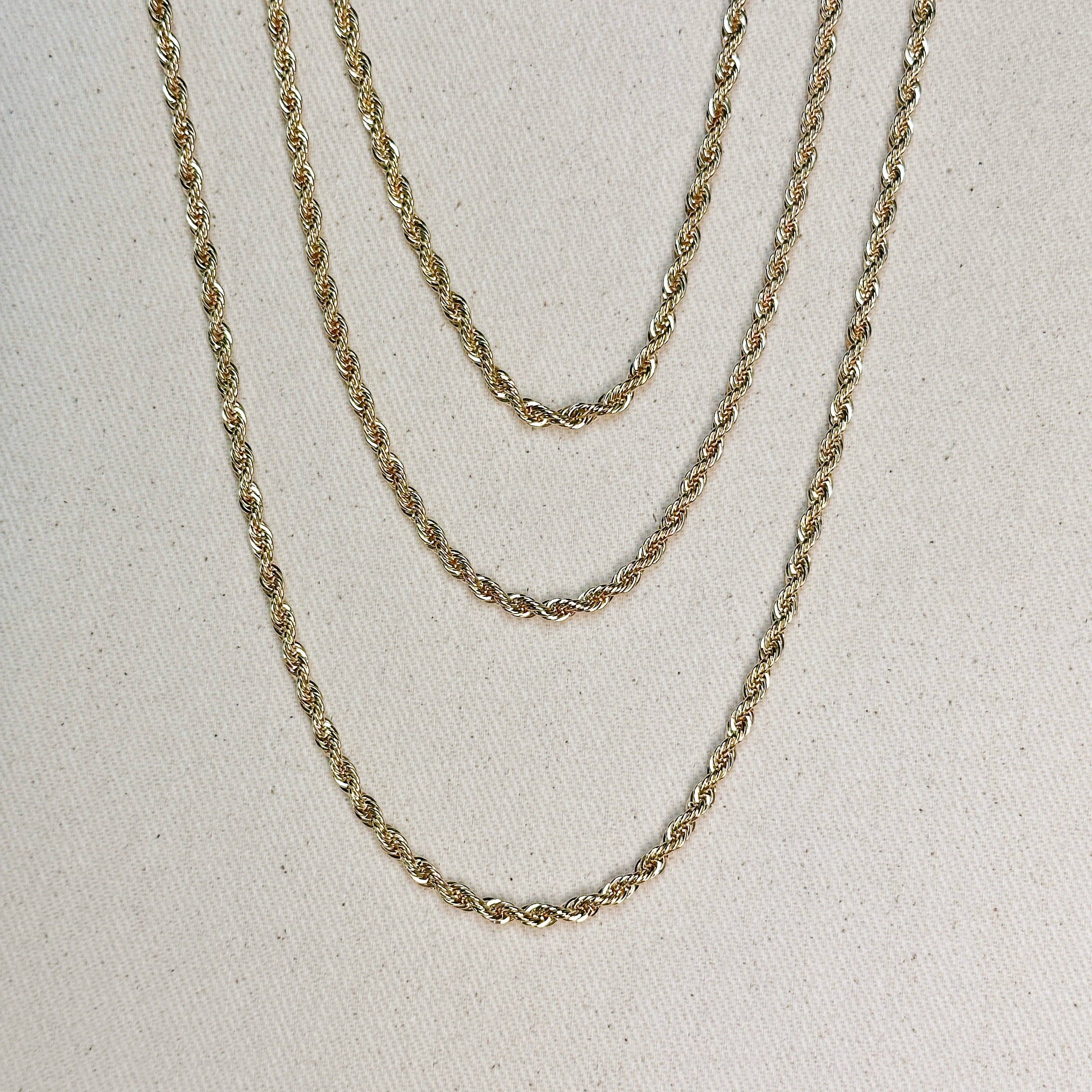 18k Gold Filled Rope Chain In 3.0mm Thickness Gold Chain - 22 inches