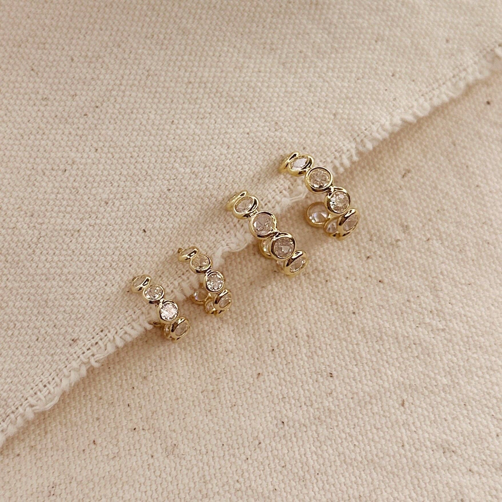 Bezel Cz C- Hoop Earrings