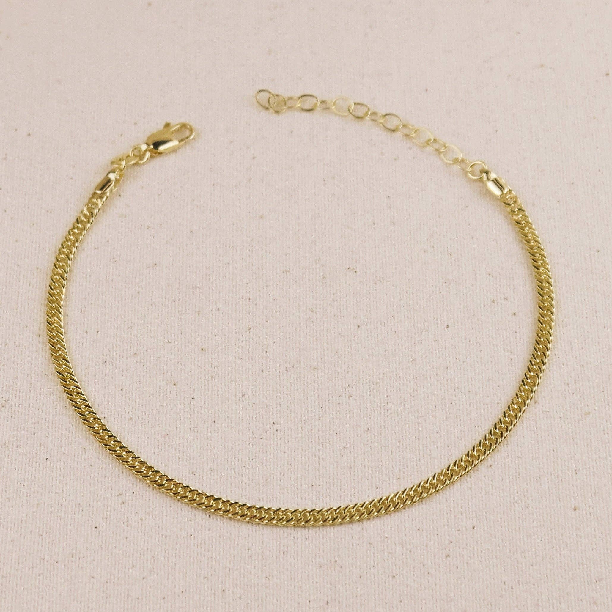 18k Gold Filled 4mm Double Curb Chain Anklet