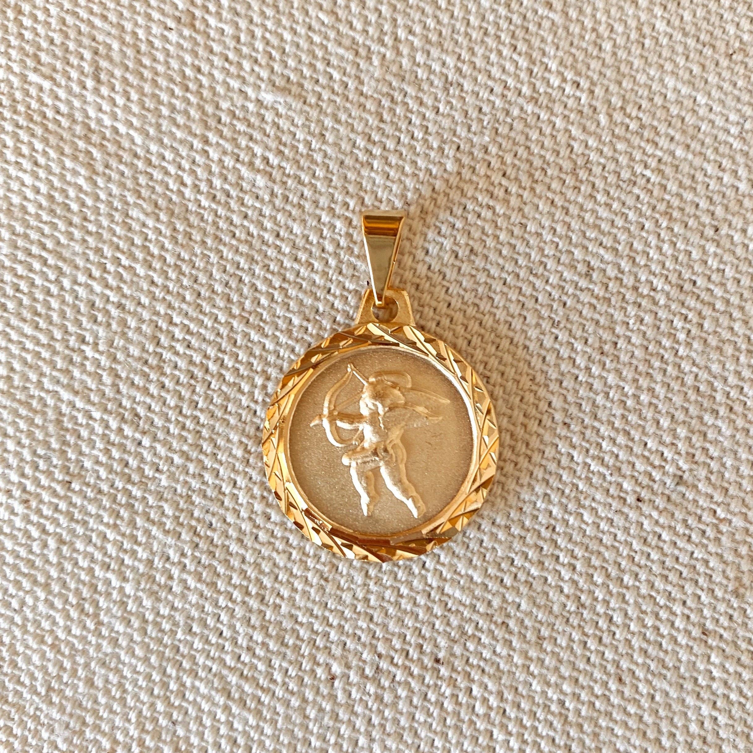 18k Gold Filled Diamond Cut Cupid Pendant