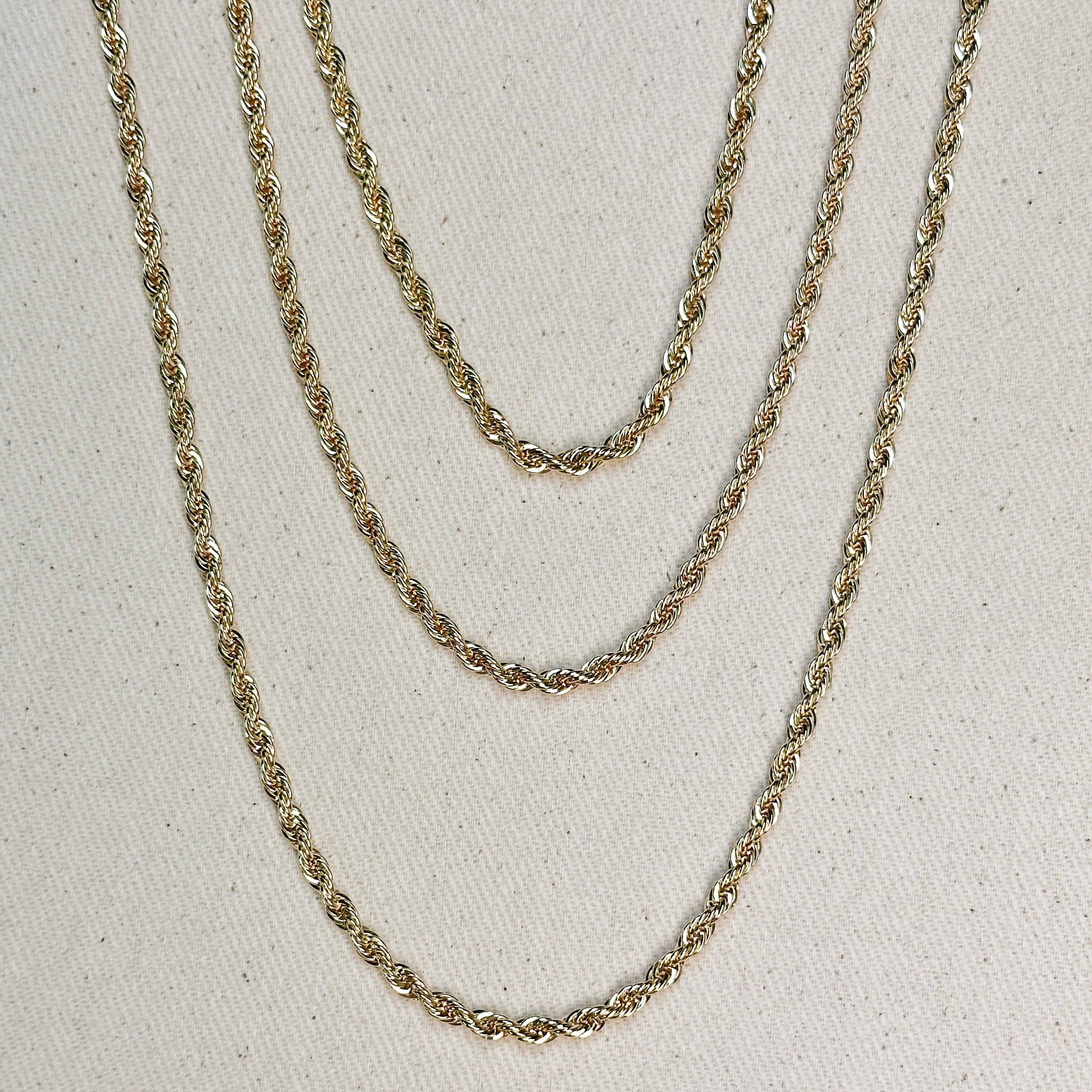18k Gold Filled Rope Chain In 4.0mm Thickness Gold Chain - 16 inches