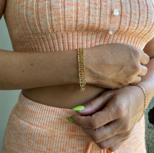 18k Gold Filled Fancy Bracelet with Fold Over Clasp
