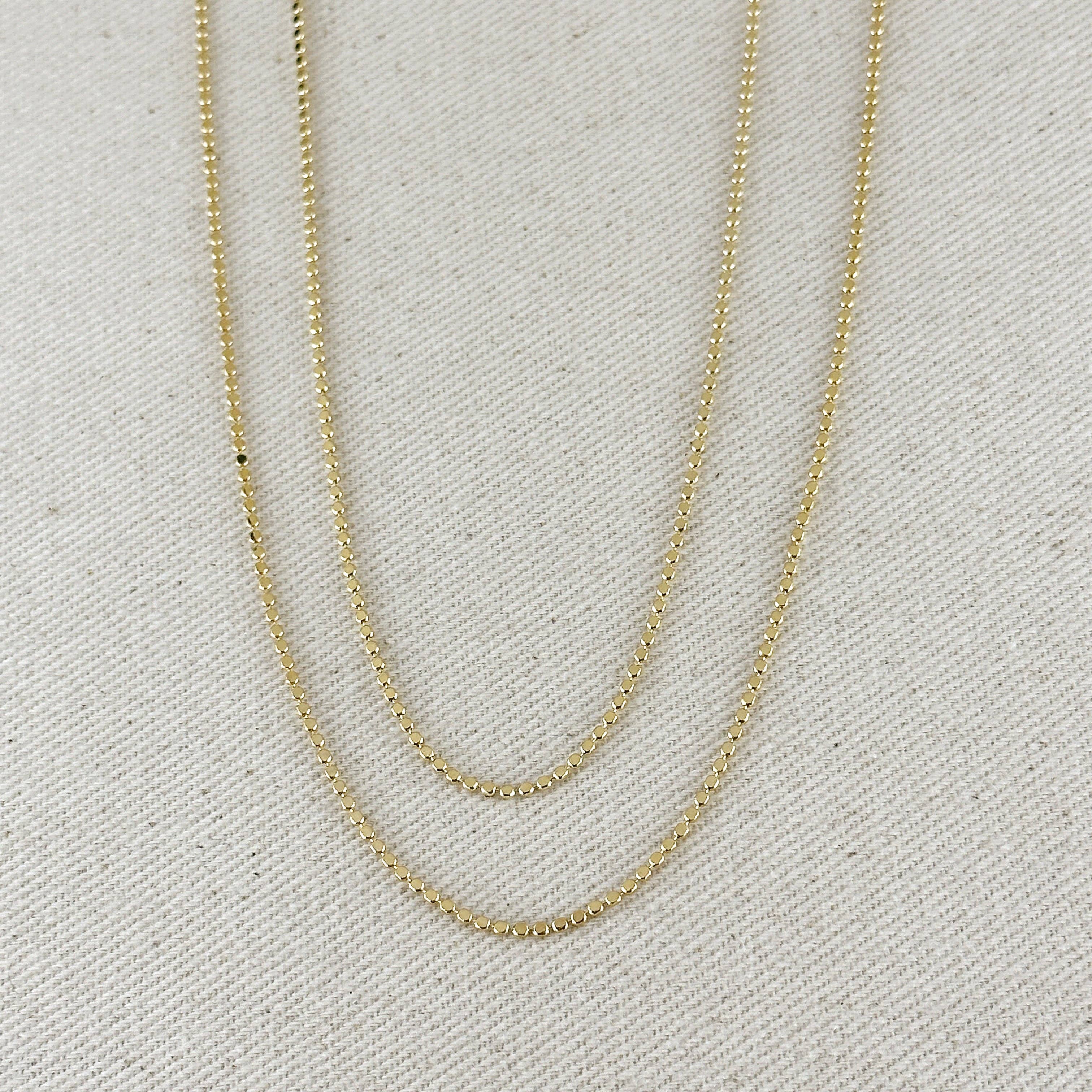 18k Gold Filled 1.5mm Flat Dot Chain Necklace - 16 inches