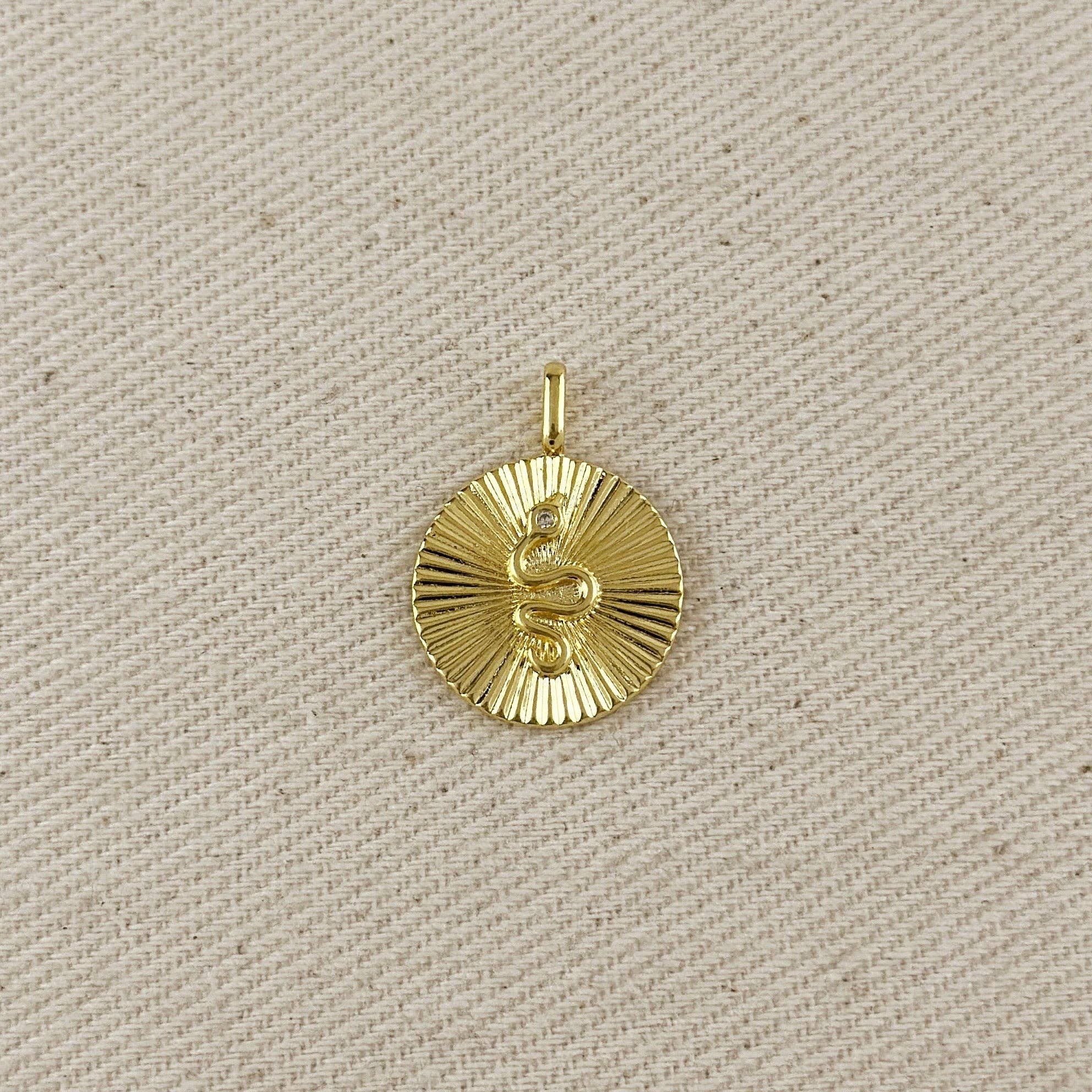18k Gold Filled Snake Serpent Pendant Featuring Spoke Design